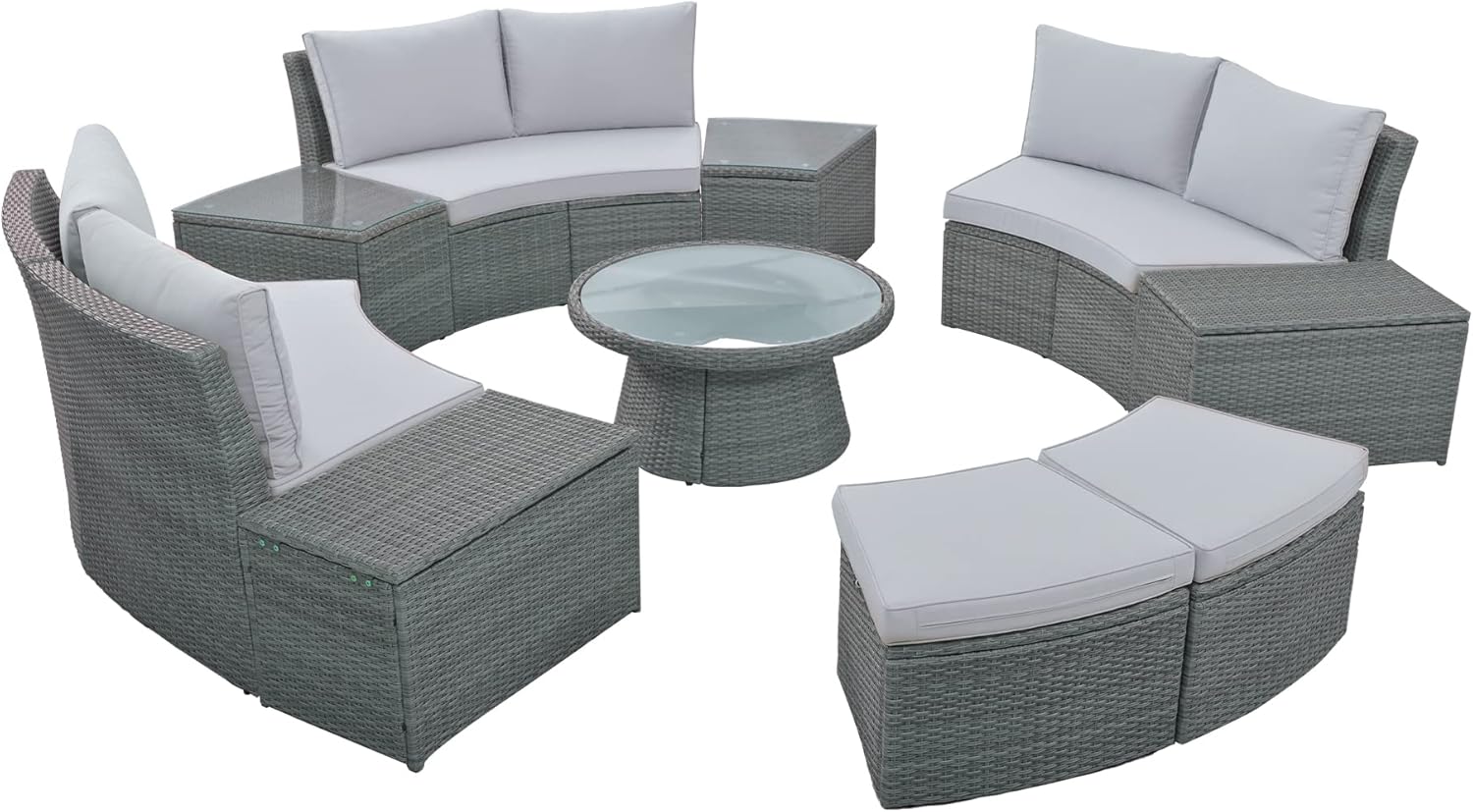 LUMISOL 10Piece Half Moon Outdoor Sectional Sofa Set Patio