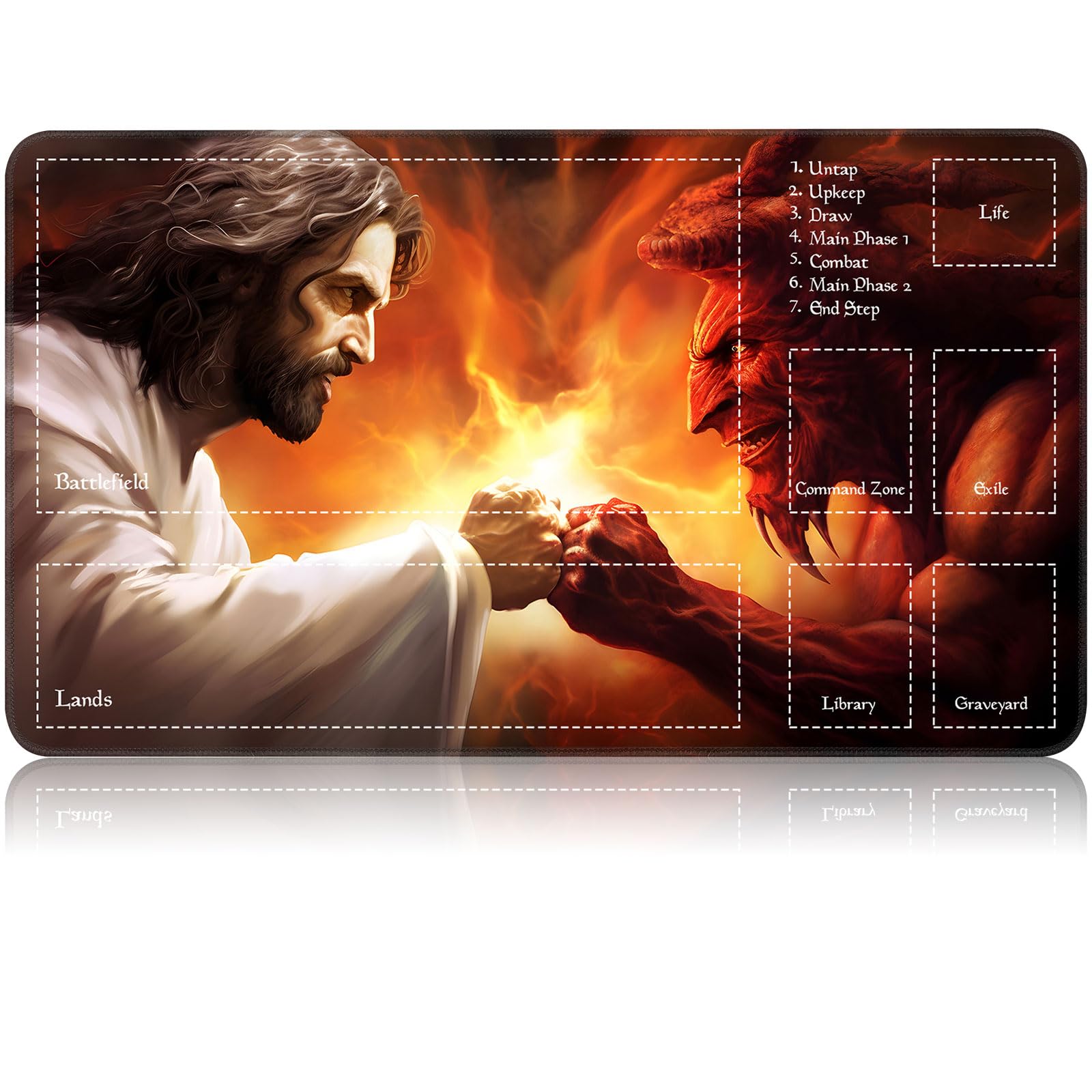 for MTG Game Playmat, for Magic TCG Rubber Play mat,Tabletop Card Playmats with Smooth Surface,Trading Card Inked Game Mat with Zones,Battle Game,God Battles