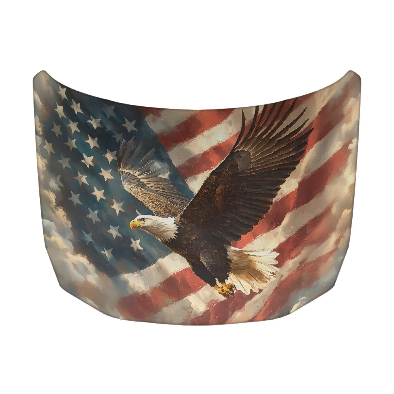 Car Hood Cover, Car Hood Wrap Blankets Eagle and American Flag Print Waterproof Stretchable Auto Exterior Accessories for Compact Sedans SUV Trucks Van (59×39 Inch)