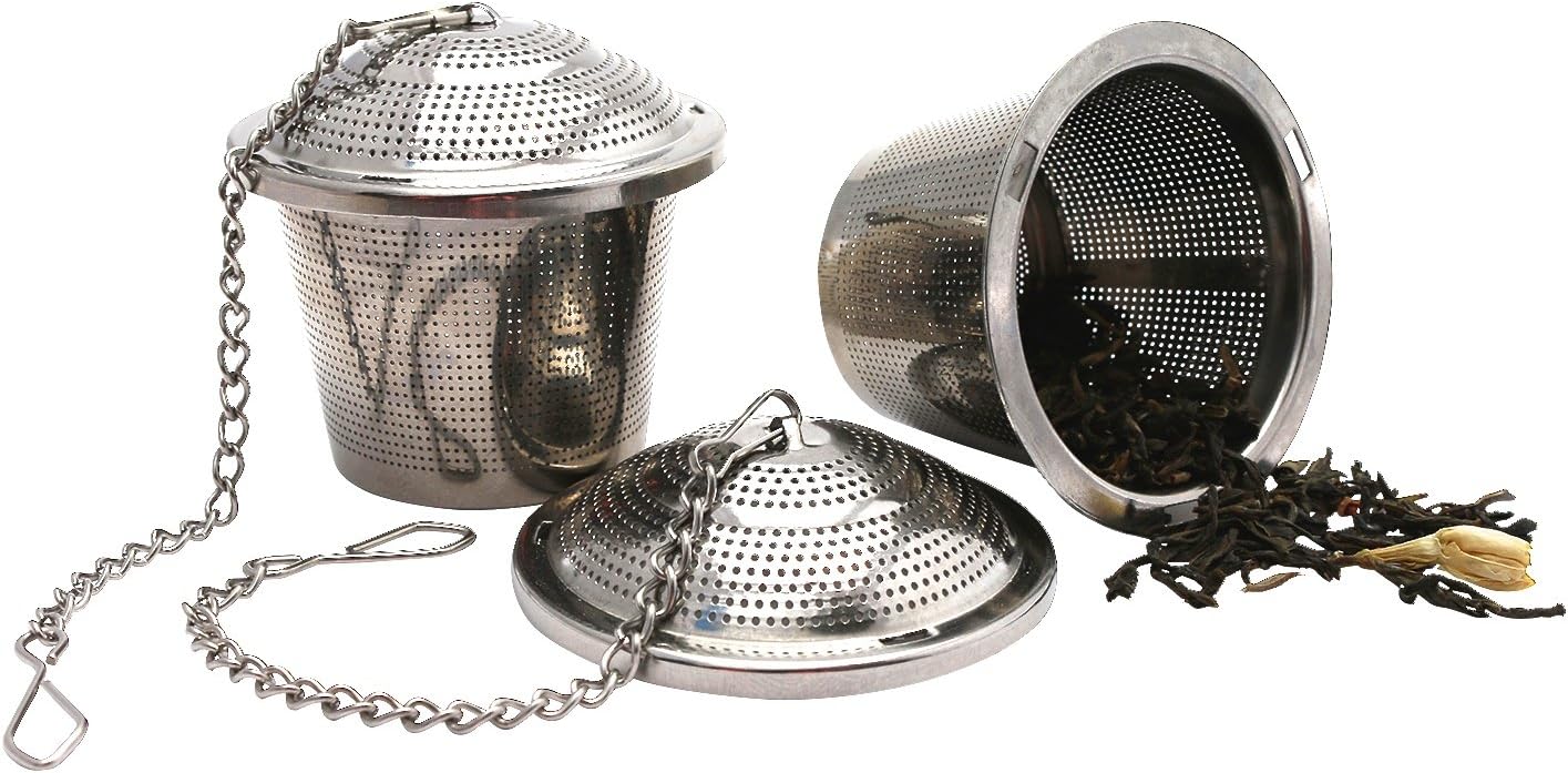 Loose Leaf Tea Strainer Steeper Infuser (Set of two). Small holes ensure tea stays in the infuser! Food Grade Stainless Steel