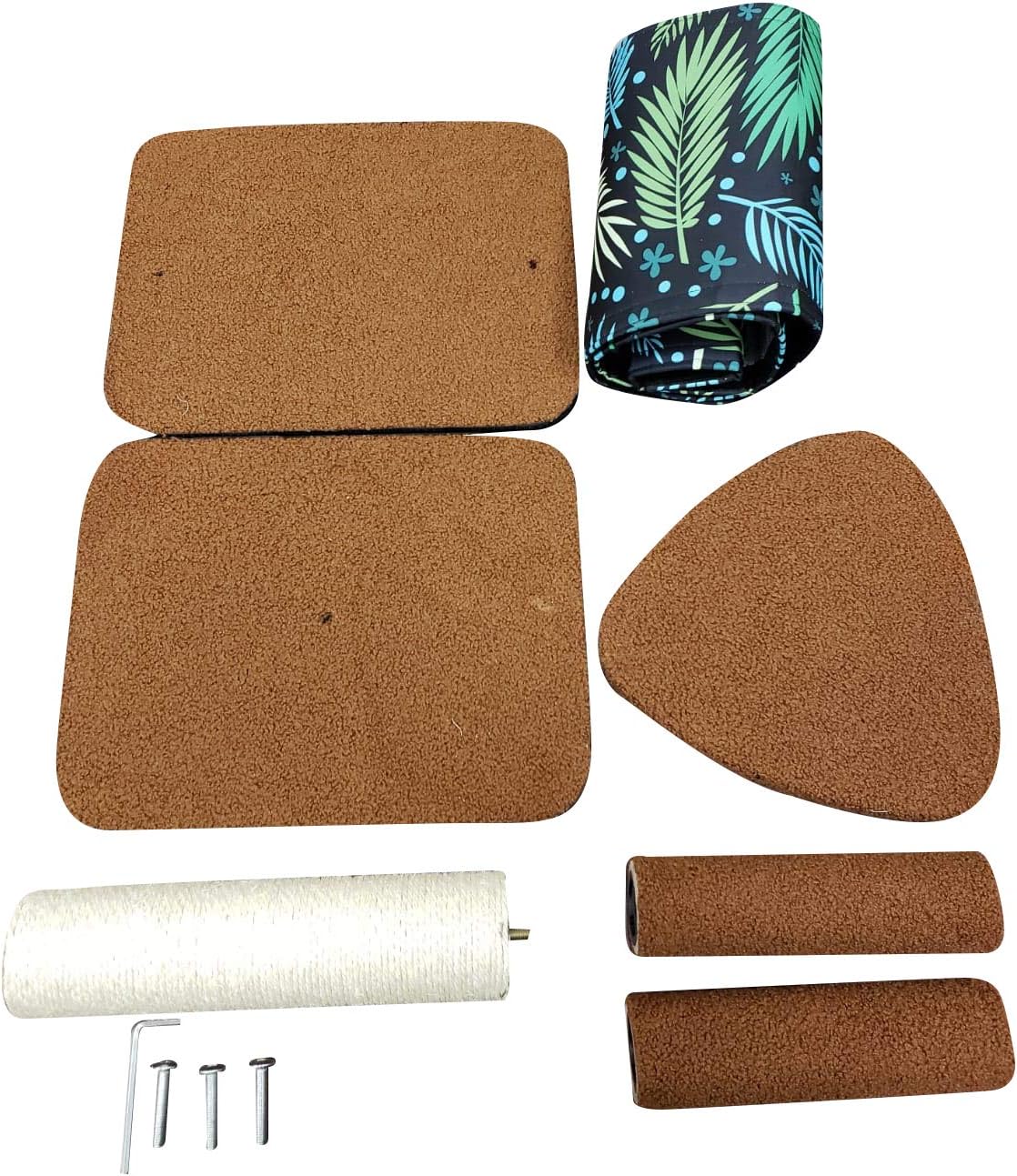 Cat Tree with Cat House – Cat Scratching Post Made with Pinewood, Comfortable Fabrics, and Natural Sisal- Green Leaf