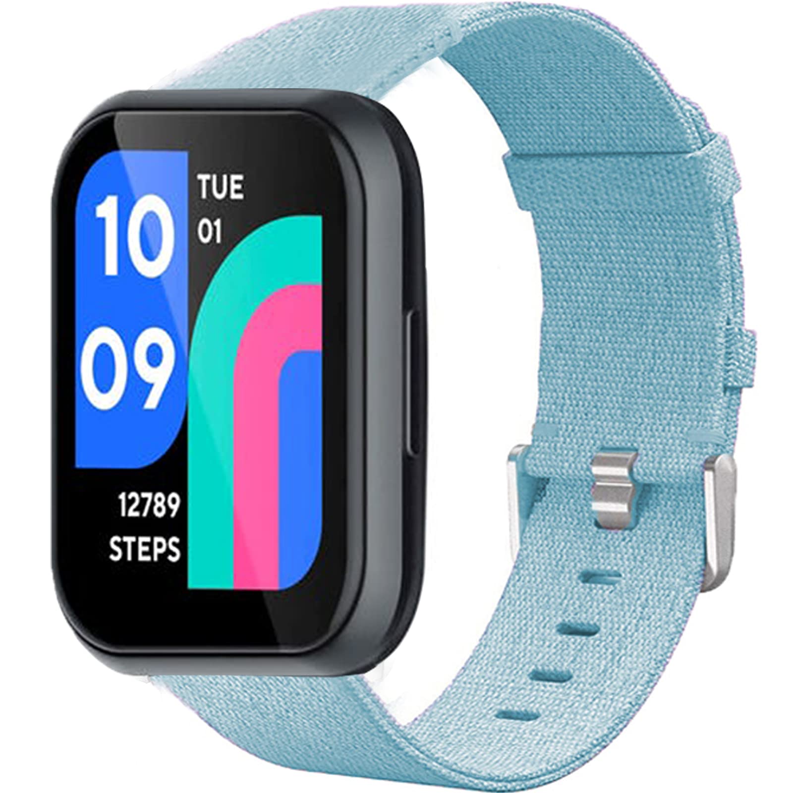 Lamshaw Compatible for Wy-ze Watch 47mm Band, Breathable Nylon Woven Fabric Replacement Accessory Strap Compatible for Wy-ze Watch 47mm Smartwatch (Blue)