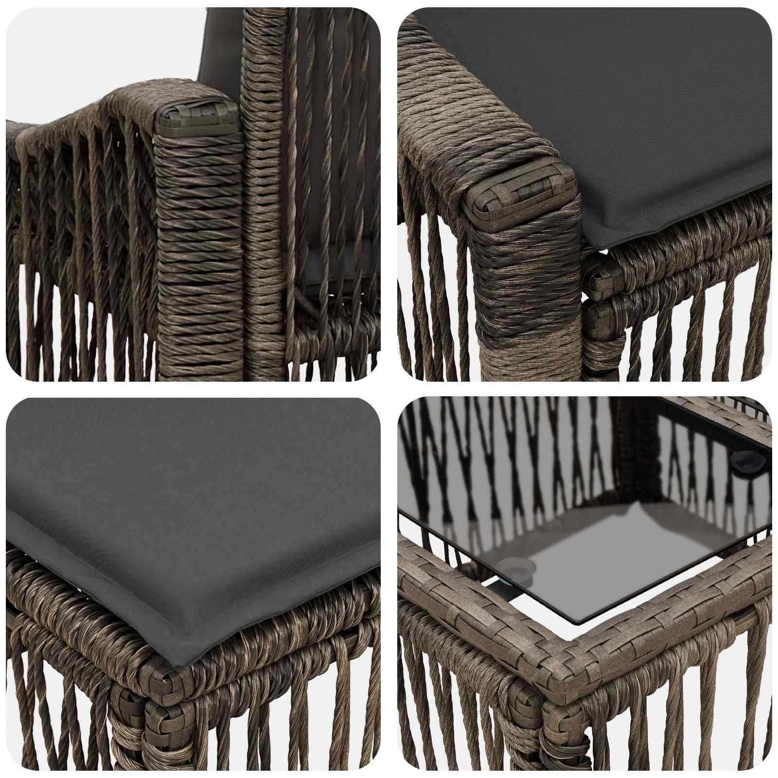 Set di divani da giardino in polyrattan, 9 pezzi, grigio | Mobili modulari da esterno per terrazza e giardino: intreccio resistente alle intemperie con morbidi cuscini e piedini