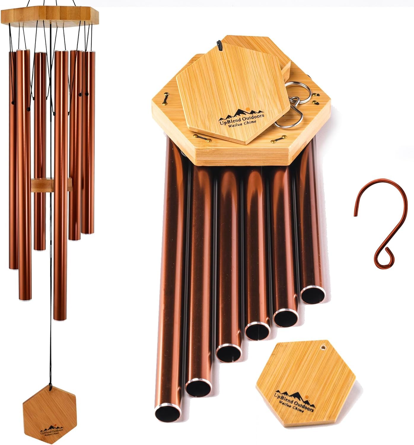 Windspiel für Menschen, die ihre Nachbarn mögen, beruhigende melodische Töne und solide konstruiertes Bambus/Aluminium-Glocke, Veranda, Garten oder Hinterhof.