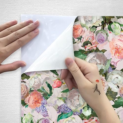 Miniatura 2 de Papel de contacto autoadhesivo con diseño floral de rosas, papel de contacto extraíble para paredes, armarios, aparadores, cajones, mesa, muebles,