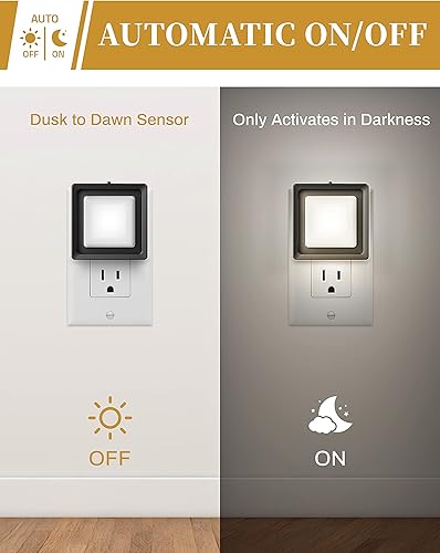 Miniatura 3 de DORESshop Luz nocturna LED, enchufable paquete de 4, sensor del atardecer al amanecer, luces nocturnas enchufables en la pared para dormitorio,
