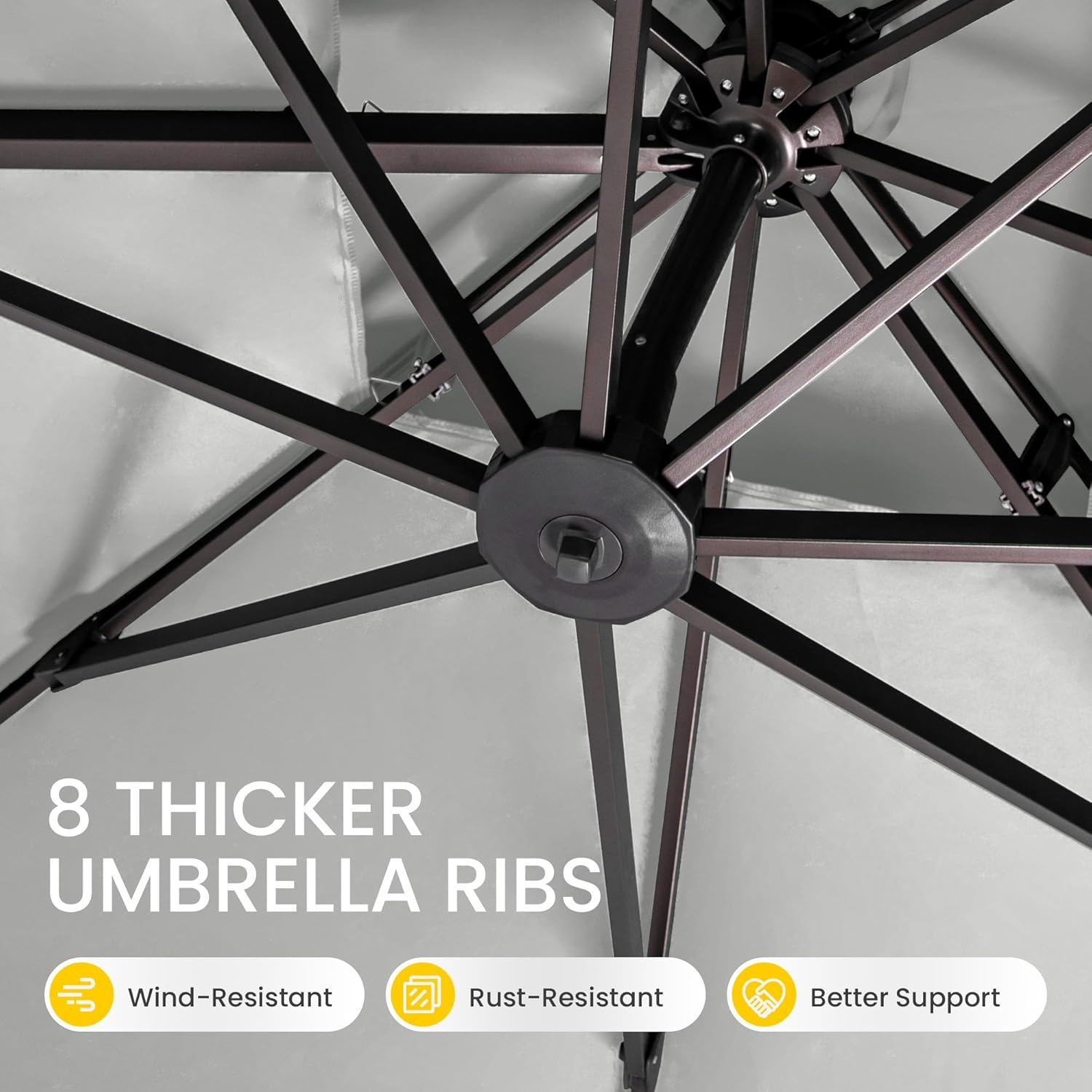 10x10 FT Cantilever Patio Umbrella with Base Included Double Top Outdoor Square Large Heavy Duty Aluminum Offset Umbrellas with 7 Level Tilt 360-degree Rotation for Pool Garden Deck,Fog Grey