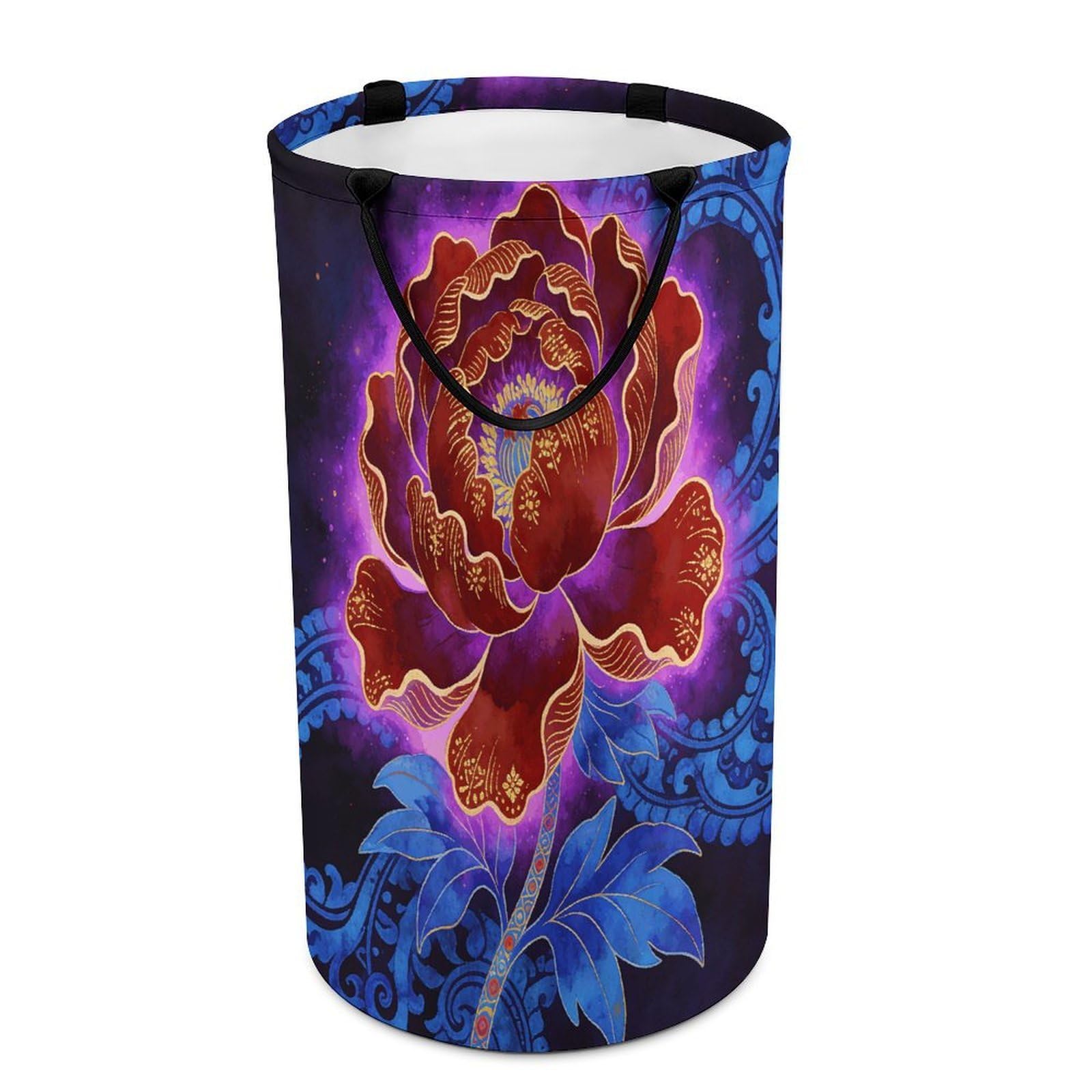 Auburn Peony Laundry Hamper Waterproof Polyester Laundry Baskets Collapsible Dirty Clothes Storage Basket Clothes Hampers with Sturdy Handles for Travel Bedroom