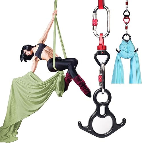 Miniatura 10 de PRIORMAN Juego de seda aérea, hamaca de yoga Ariel de alta calidad de 9 yardas de seda aérea, tela de baja elasticidad, kit de inicio de yoga para