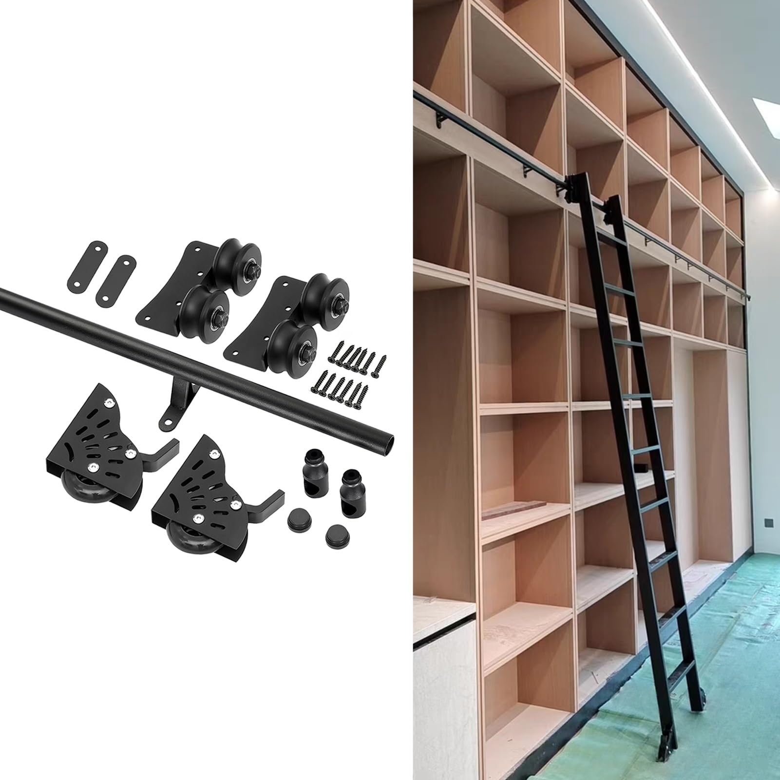 Kit de quincaillerie pour toboggan avec rail réglable et roues freinées