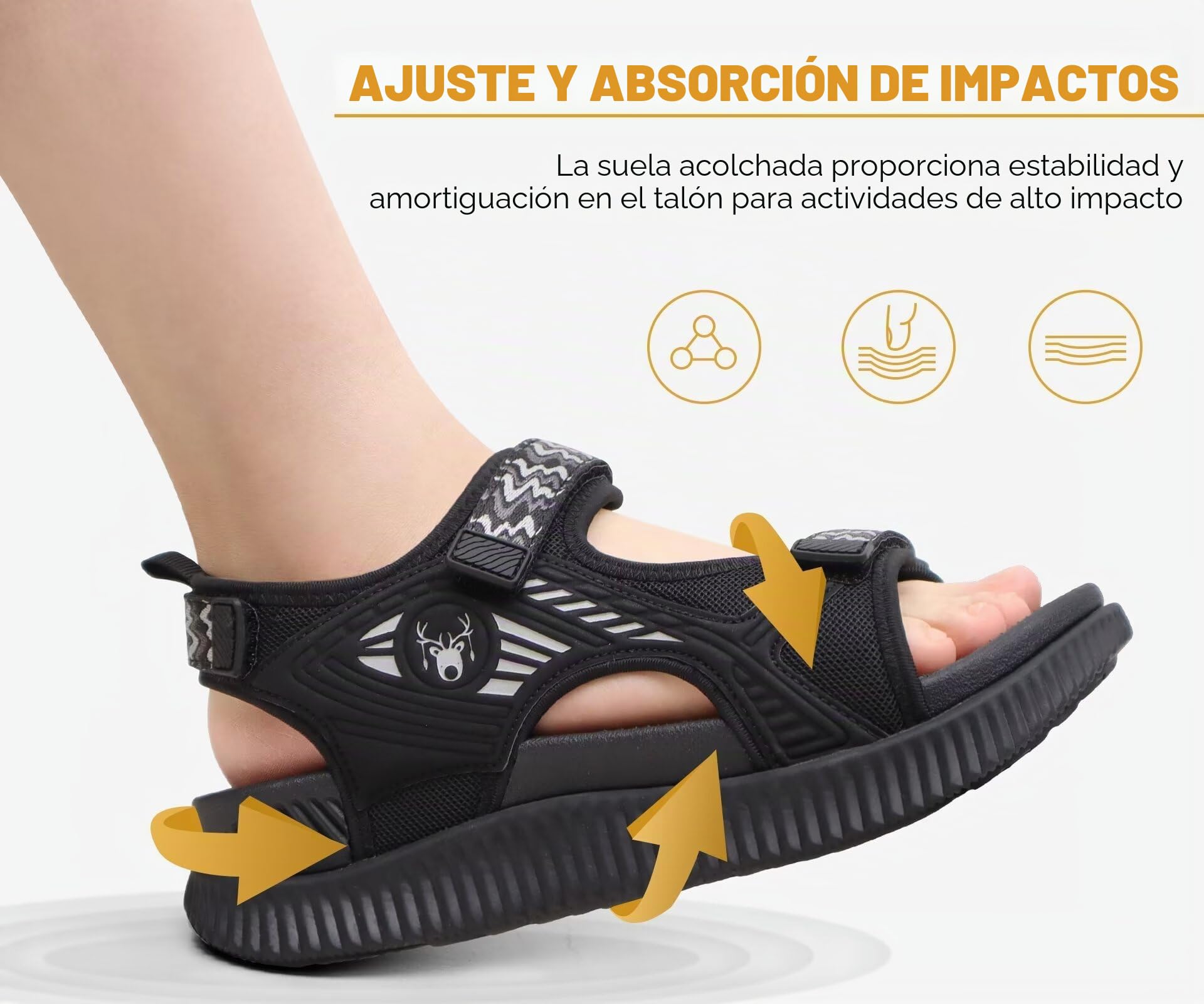 KuaiLu Sandalias Trekking Deportivas Mujer Ortopedicas Senderismo Sandalias | Comodas Caminar Fascitis Plantar Sandalias Verano Abierta Ligera Cuero Ajustables Antideslizantes Sandalias Montaña Negro 38