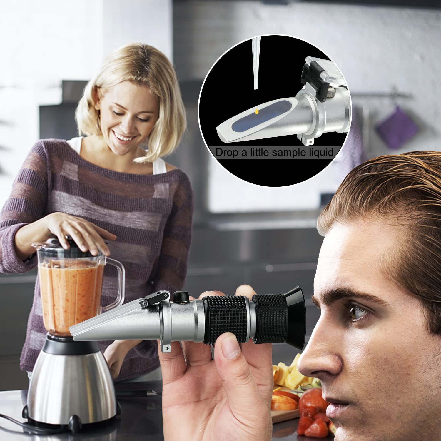 Réfractomètre Brix 0 ~ 90 %, réfractomètre à main pour sucre, mètre Brix haute précision avec ATC pour fruits, boissons et jus, miel, sirop d'érable, mélasse et autres boissons sucrées