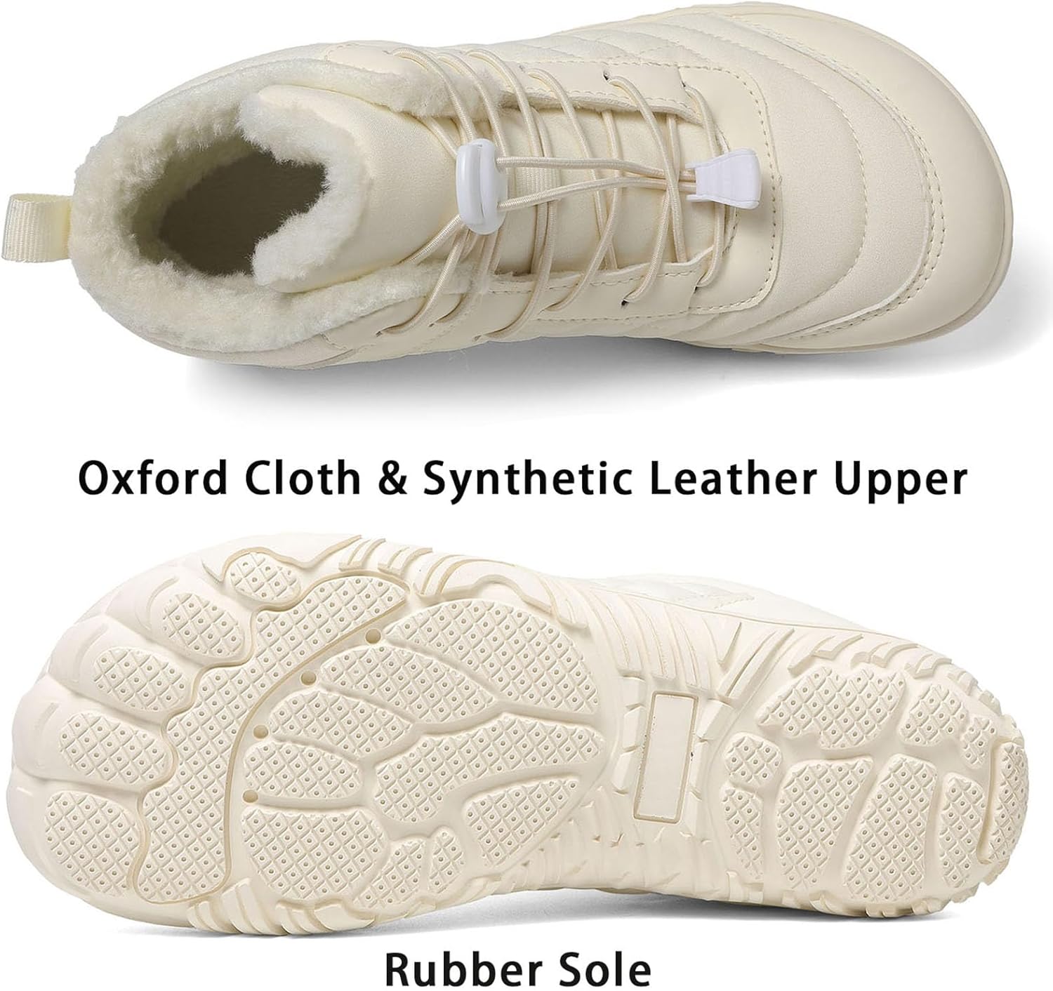 RUMPRA Men’s Women’s Barefoot Snow Boots, Fur Lined and Waterproof Winter Boots, Minimalist Wide Toe Box Zero Drop