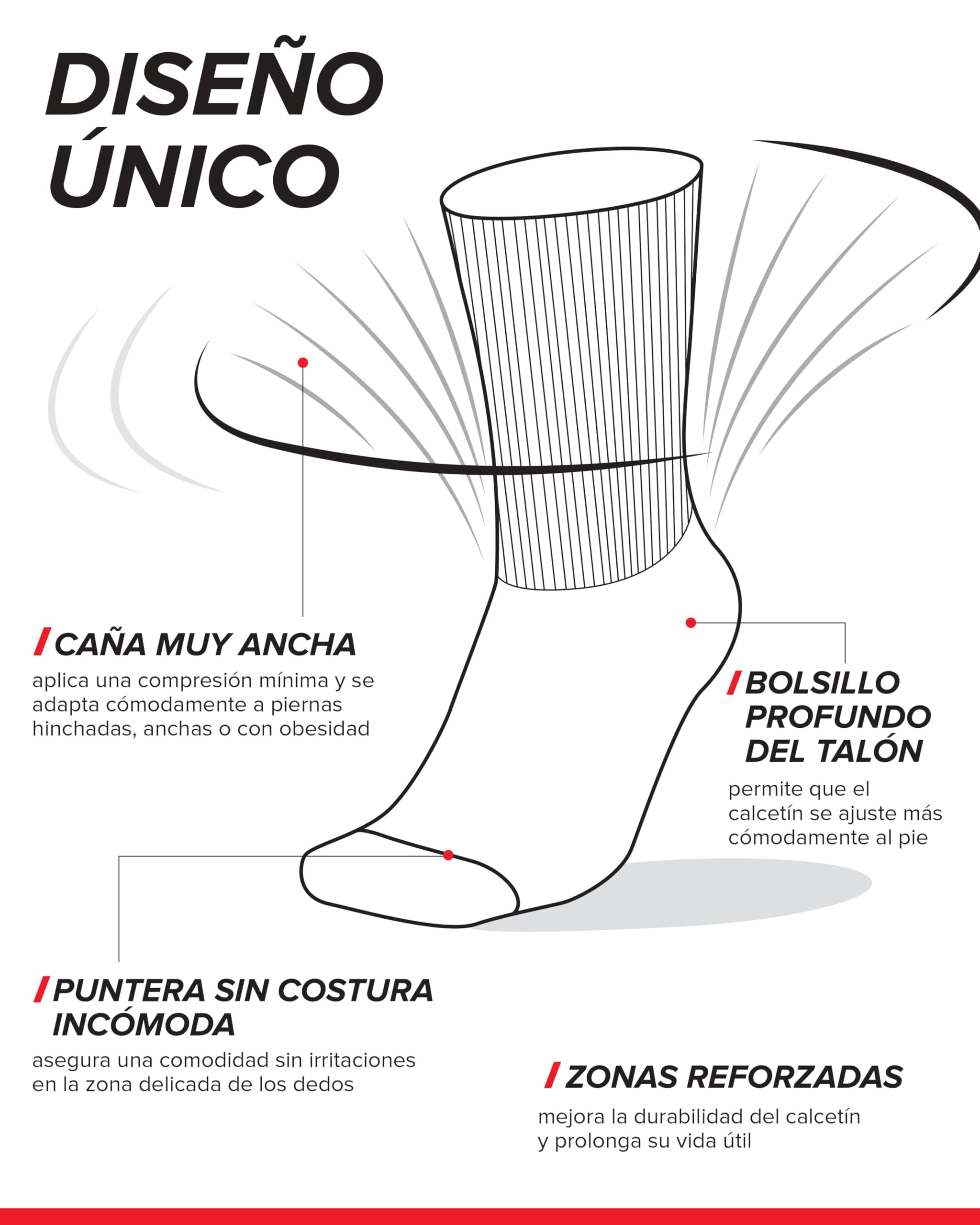 vitsocks Hombre Calcetines Extra Anchos No Aprietan Diabéticos (3 PARES) Sin Goma Antipresión Pies Hinchados Diabetes