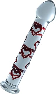 TOPWEL Glass Pleasure Wand with Mushroom Tip, Red