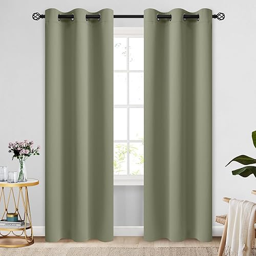 Miniatura 173 de COSVIYA Cortinas 100% opacas para dormitorio con forro negro, bloqueo de luz completa, aislamiento térmico y ojales, tratamiento de ventana de 54