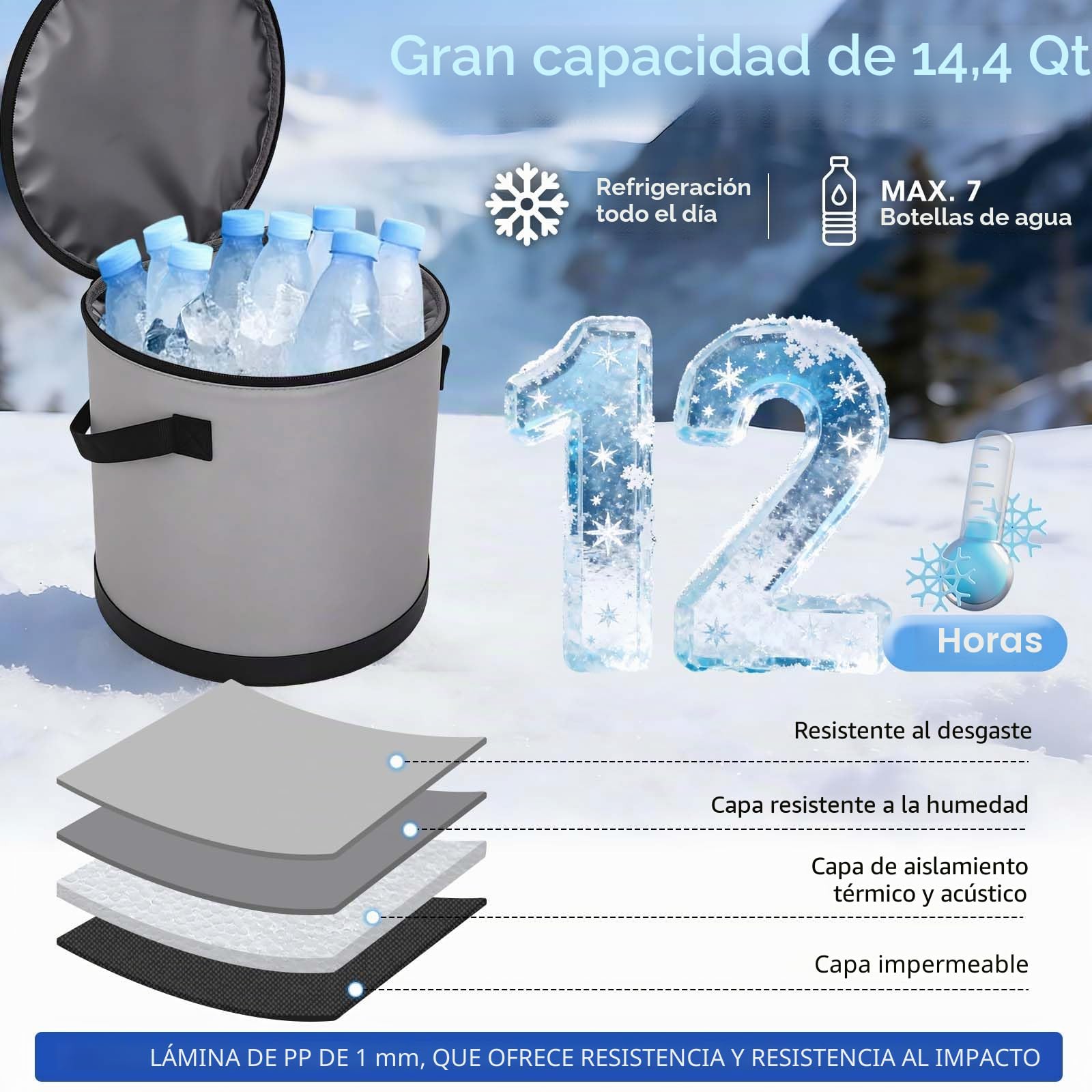 Máquina de terapia de frío para rodilla de 14 cuartos (13 L), recuperación postoperatoria de rodilla, sistema de circulación de agua helada con control remoto y temporizador, dispositivo de