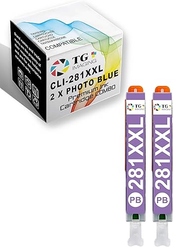 TG Imaging Cartucho de tinta de repuesto compatible para Canon CLI281XXL Photo Blue CLI281 XXL CLI-281 para Pixma TS8120 TS9120 TS8220 TS8222 TS8320