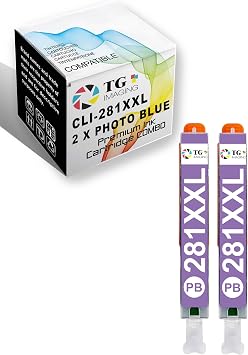 Compatible Ink Cartridge Replacement for Canon CLI281XXL Photo Blue CLI281 XXL CLI-281 for Pixma TS8120 TS9120 TS8220 TS8222 TS8320 TS8322 TS9100 TS8100 TS8200 TS8300 2 Pack,CLI281PB