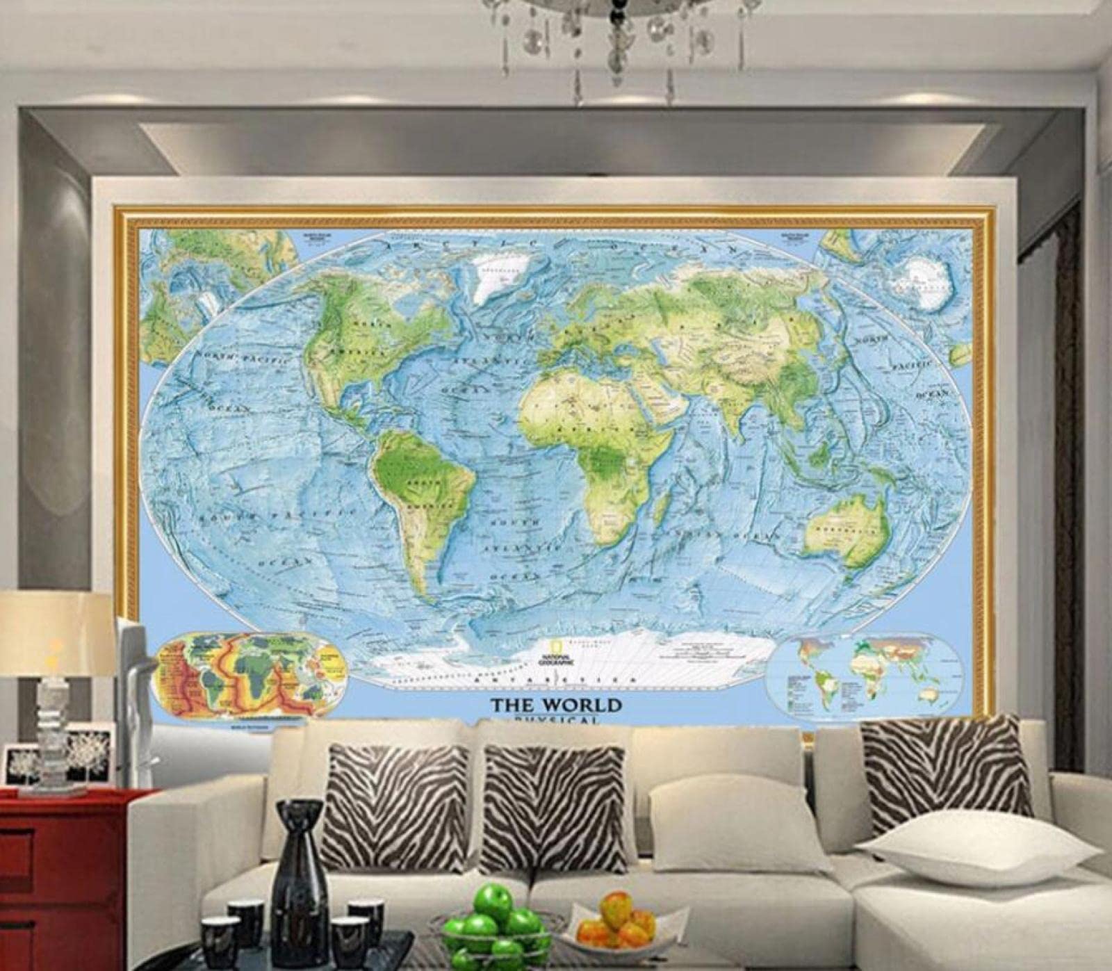 Fototapeta 3D Mapa topograficzna świata 3D Fototapety do salonu sypialni nowoczesny mural tapety dekoracja domu, 3D, 200 x 140 cm