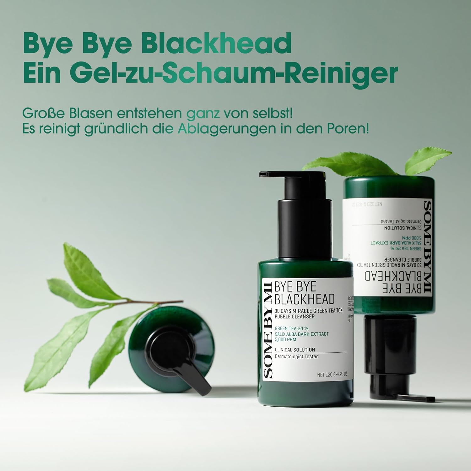 SOME BY MI Bye Bye Blackhead 30 Days Miracle Green Tea Tox Bubble Cleanser & Miracle Acne Clear Body Cleanser