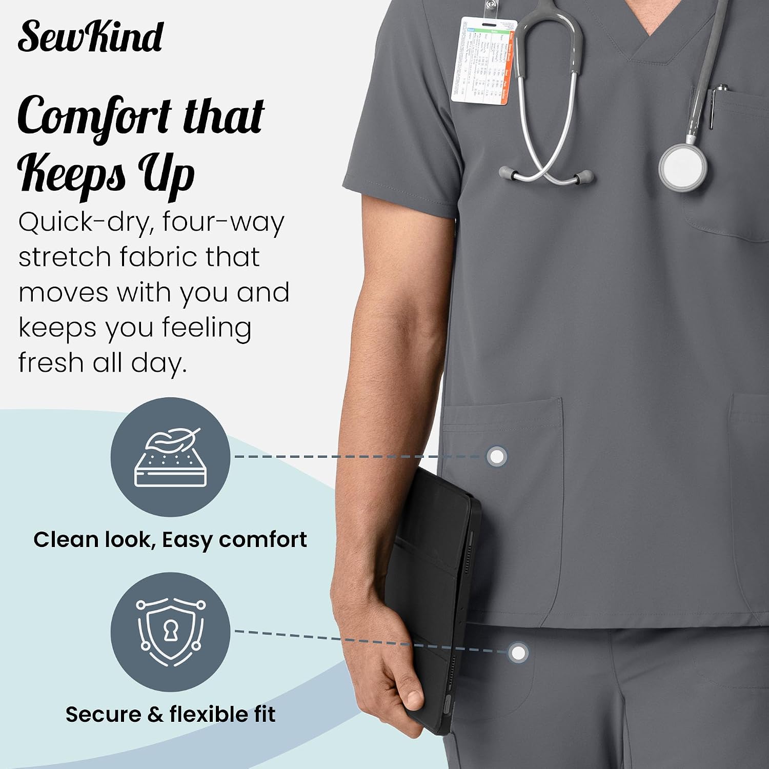 Men’s Scrub Set – V-Neck Top & Jogger Pants with 7 Pockets