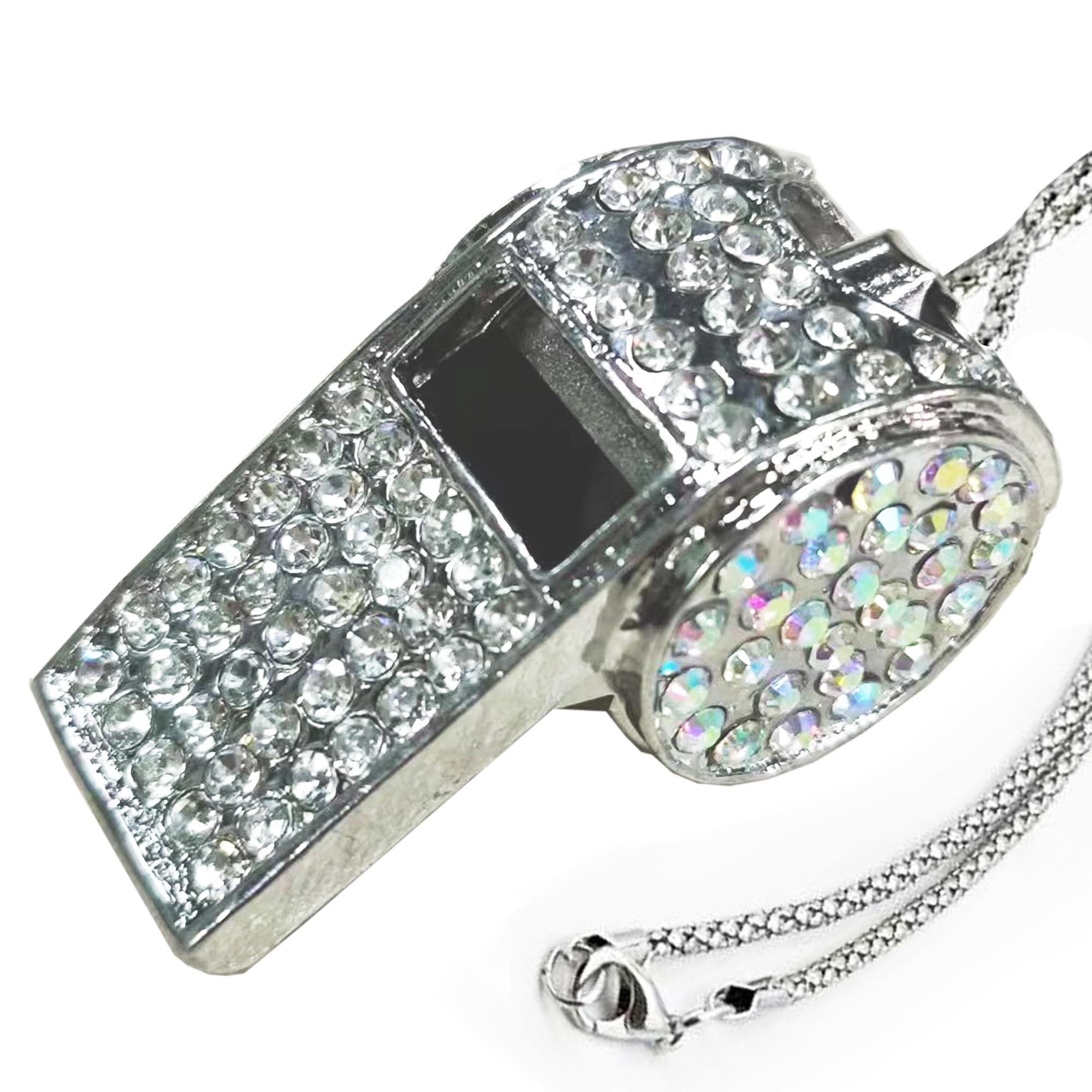 Metal Crystal Rhinestone Whistle - Shining Bling With Chain for Referees, Coaches, Teache…