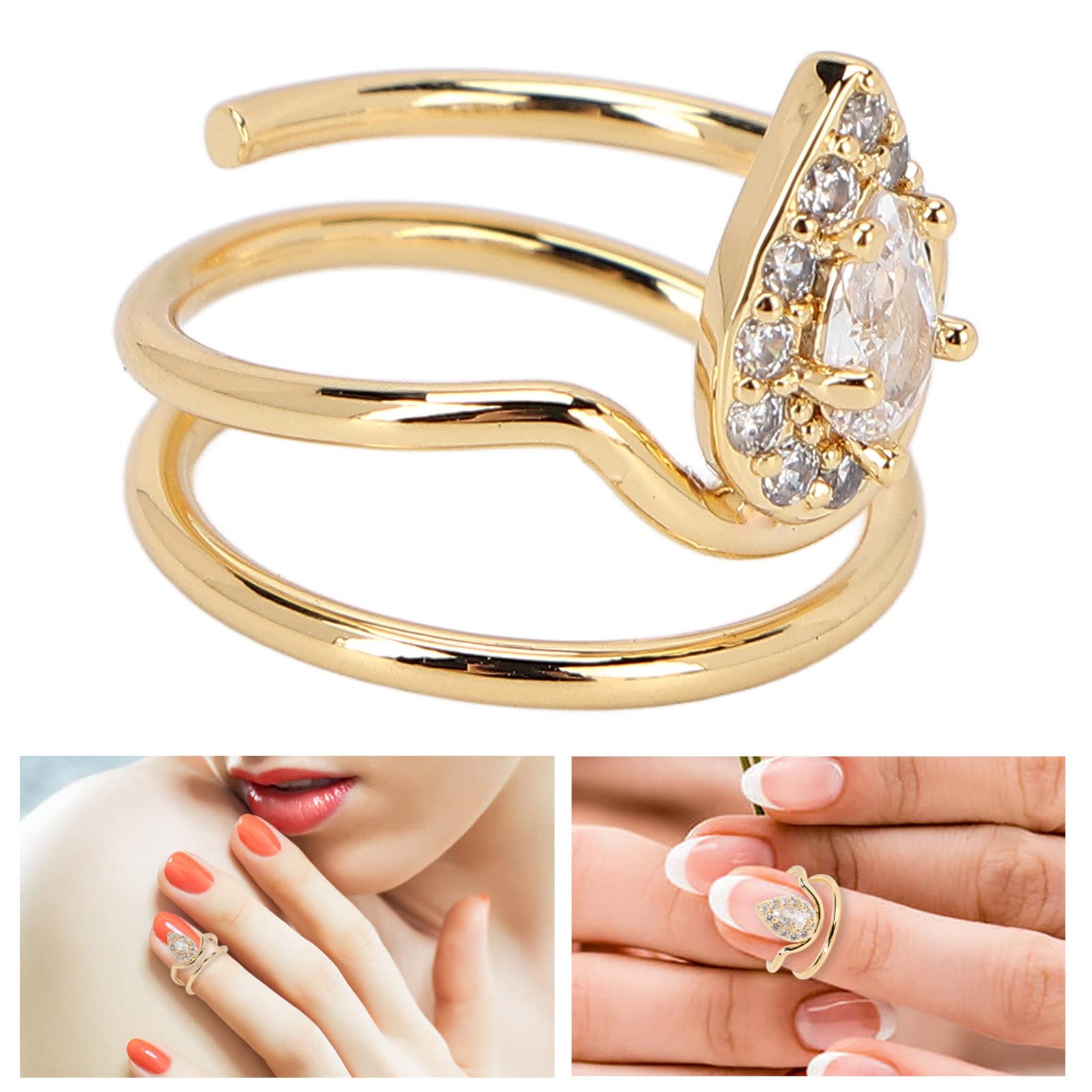 TMISHION Women's Fingernail Rings, Index Finger Nail Cover Rings, Fashionable Elegant Statement Rings, No Gemstone, 1 Count, 5 grams - Image 4