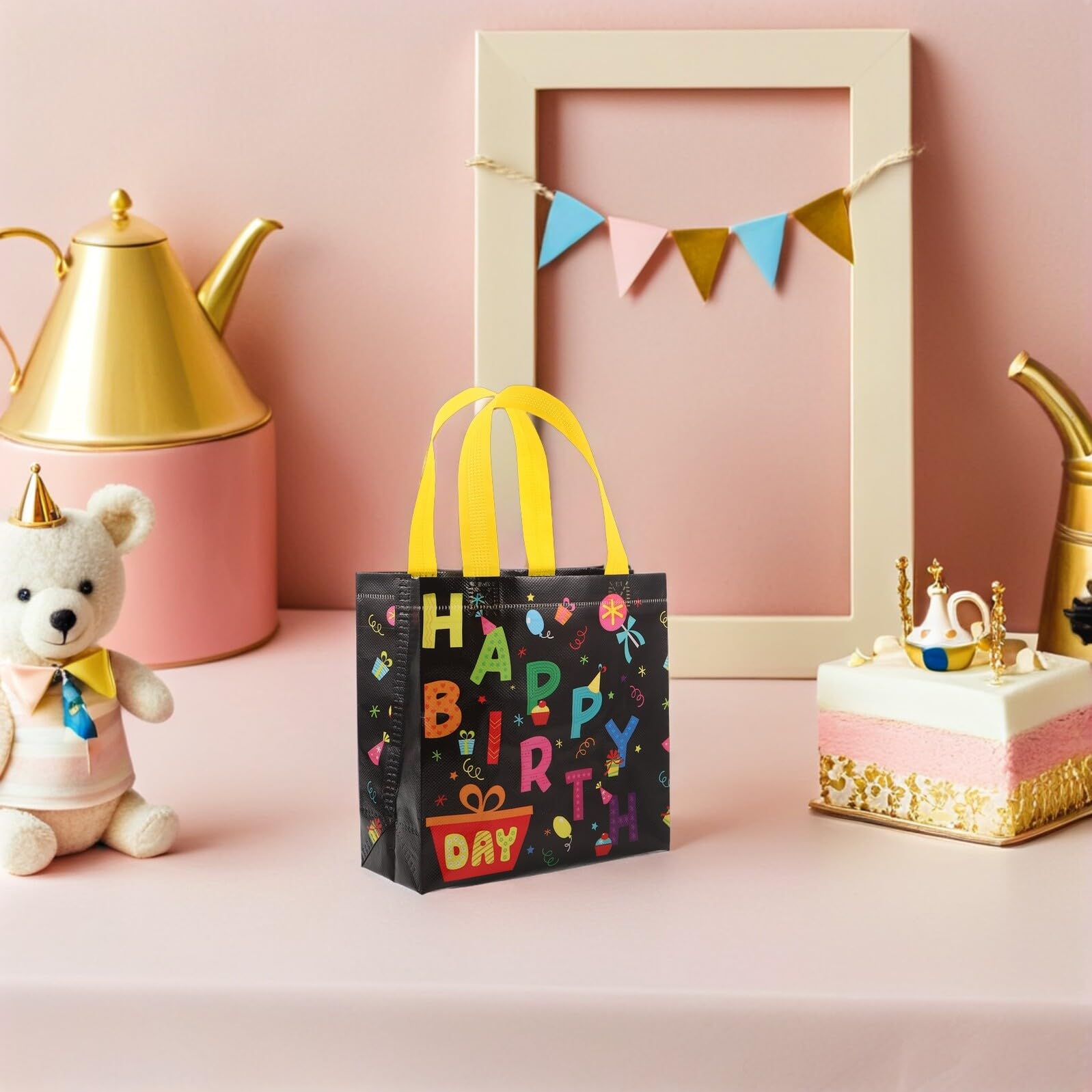 PACKOVE Bolsas de Obsequio para Fiesta de Cumpleaños con Asas, 30 Unidades, Bolsas No Tejidas Reutilizables de 32 X 19 X 8 Cm, Ideales para Dulces y Regalos en Fiestas Infantiles