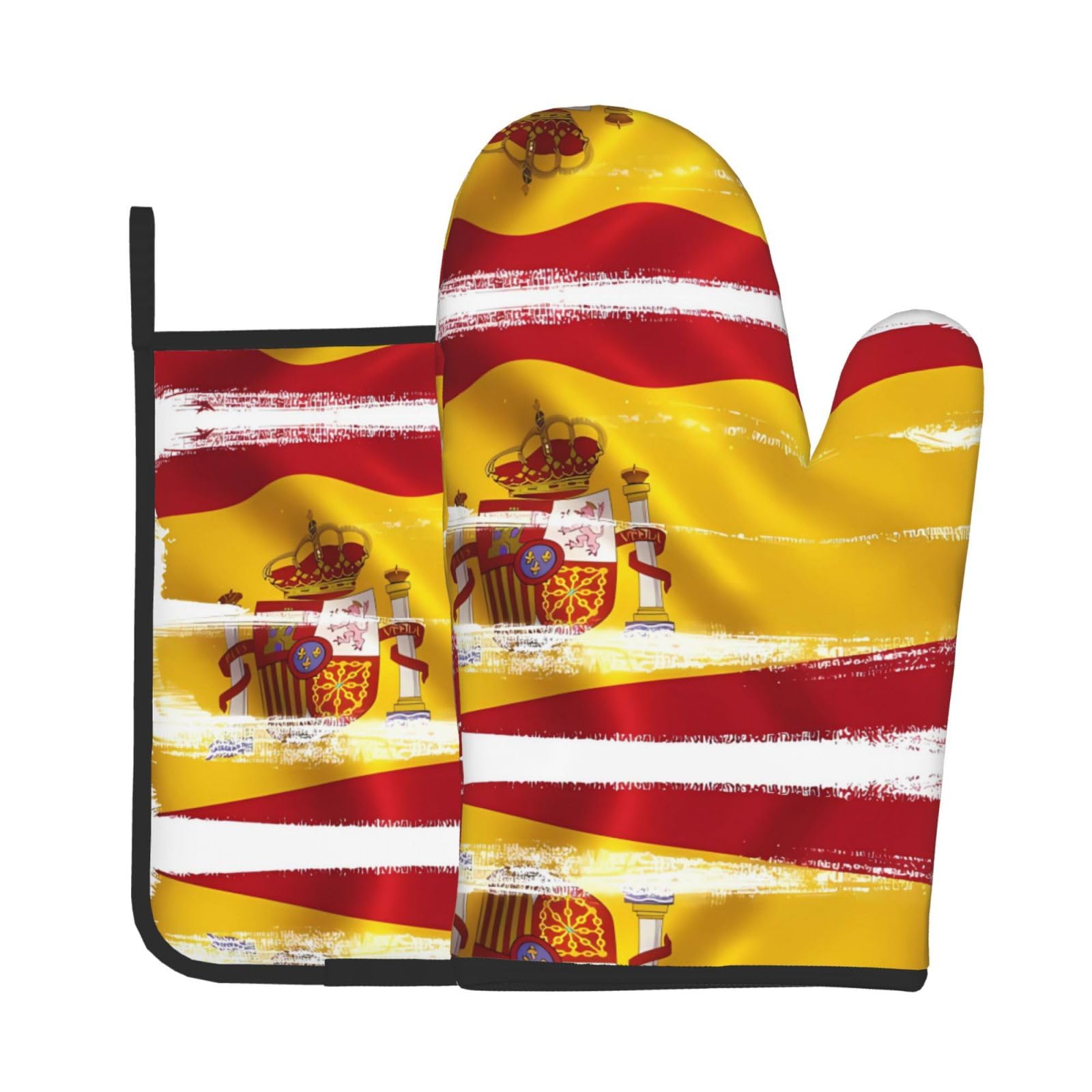 Oven Mitts and Potholders Set of 2 for Kitchen Baking Cooking GraySpain Flag Thick and Durable