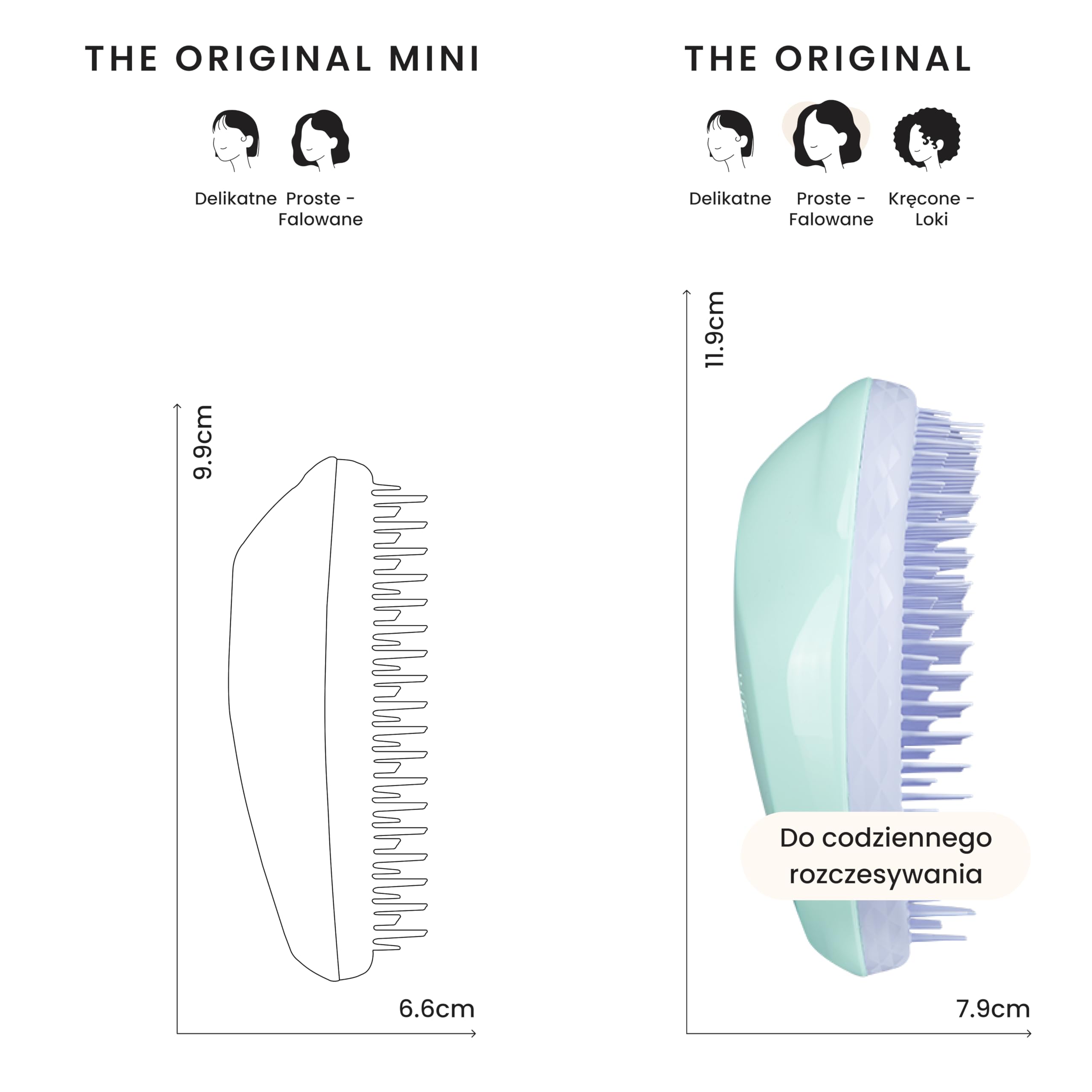 Tangle Teezer Fine and Fragile Ultimate, do włosów farbowanych, cienkich i delikatnych - Miękkie, elastyczne ząbki redukują łamanie i ciągnięcie - Łagodna dla delikatnych włosów - Miętowo-fioletowa