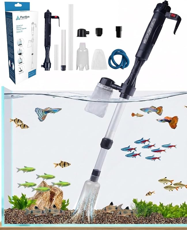 Electric Aquarium Gravel Cleaner Fish Tank Cleaning Vacuum Siphon Tool Kit | Automatic Removable Water Changer Circulation Battery-Operated Adjustable Length Sand Algae Filter for All Aquariums(1PC)