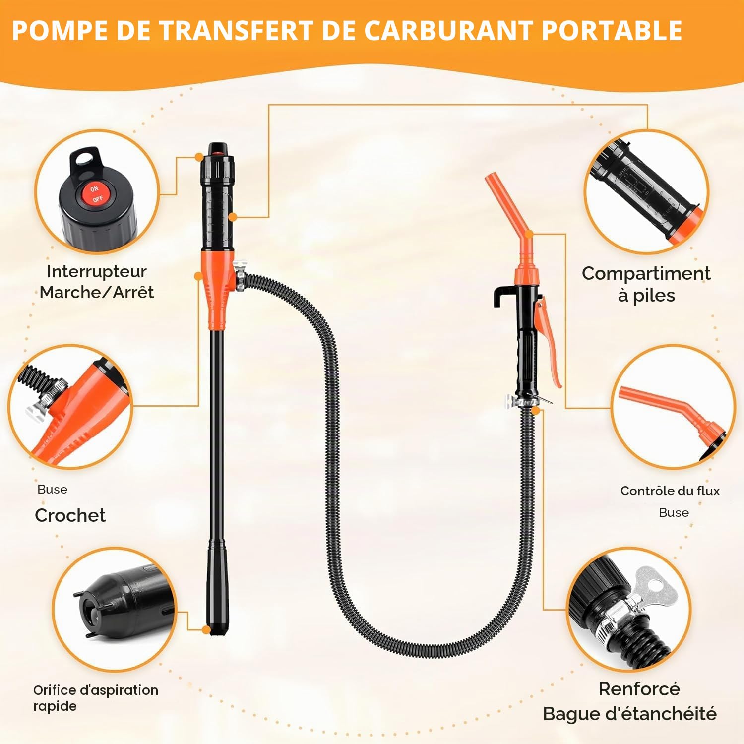 Pompe de transfert électrique, pompe à carburant alimentée par batterie, pompe de transfert de liquide, pompe à essence pour bidon, pompe de transvasement, pompe à huile électrique portable, pompe à