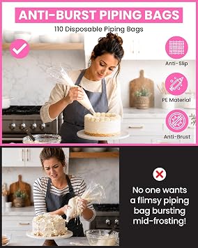 RFAQK 200PCs Cake Decorating Kit with Cake Turntable & Leveler, Baking Supplies Gift Includes 110+1 Piping Bags,55 Icing Tips,2 Frosting Spatulas, Adjustable Scraper, Complete Video Course & much more