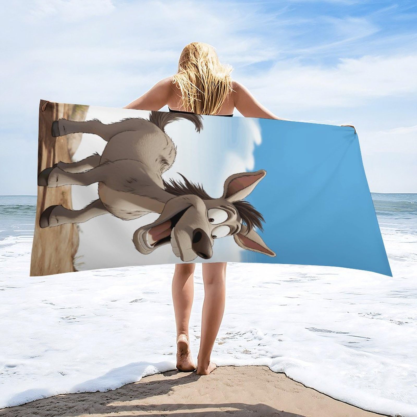 Amazon.com: NONHAI Beach Towel Cartoon Donkey Microfiber