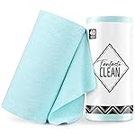 Fantasticlean Microfiber Cleaning Cloth Roll -40 Pack, Tear Away Microfiber Towels, 12 x 12, Reusable, Washable, Scratch Free, Ultra Absorbent Dishcloth for Car, Home Supplies, Pet, Kitchen (Blue)
