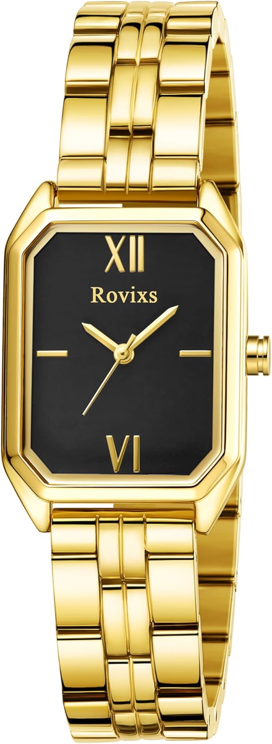Rovixs Petite Vintage Luxury Women Watch, Japanese Movement, Elegant Retro Ladies Dress Watch, Water Resistant, Adjustable Bracelet with Tool