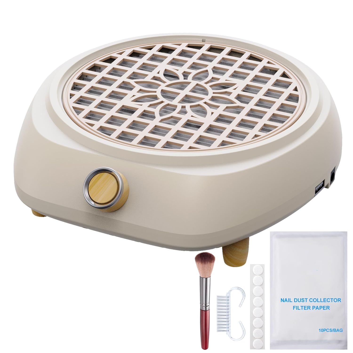 Upgrade Small Nail Dust Collector Vacuum Cleaner Machine 130W Powerful Strong Fan Extractor Suction Electric Nail Filer Manicure Dust Collector Quiet with Multiple Tool Kits for Home Salon