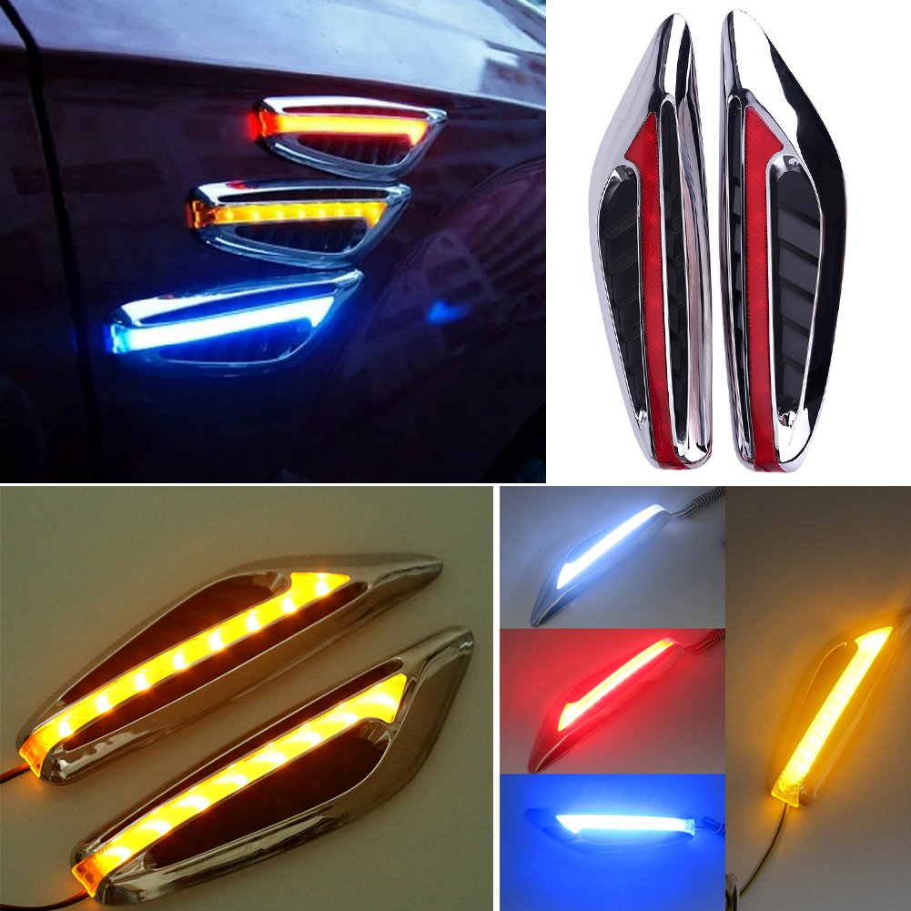 1 paire de feux direction lampe latérale DC12V lame forme Auto voiture LED latéraux marqueur(Rouge)