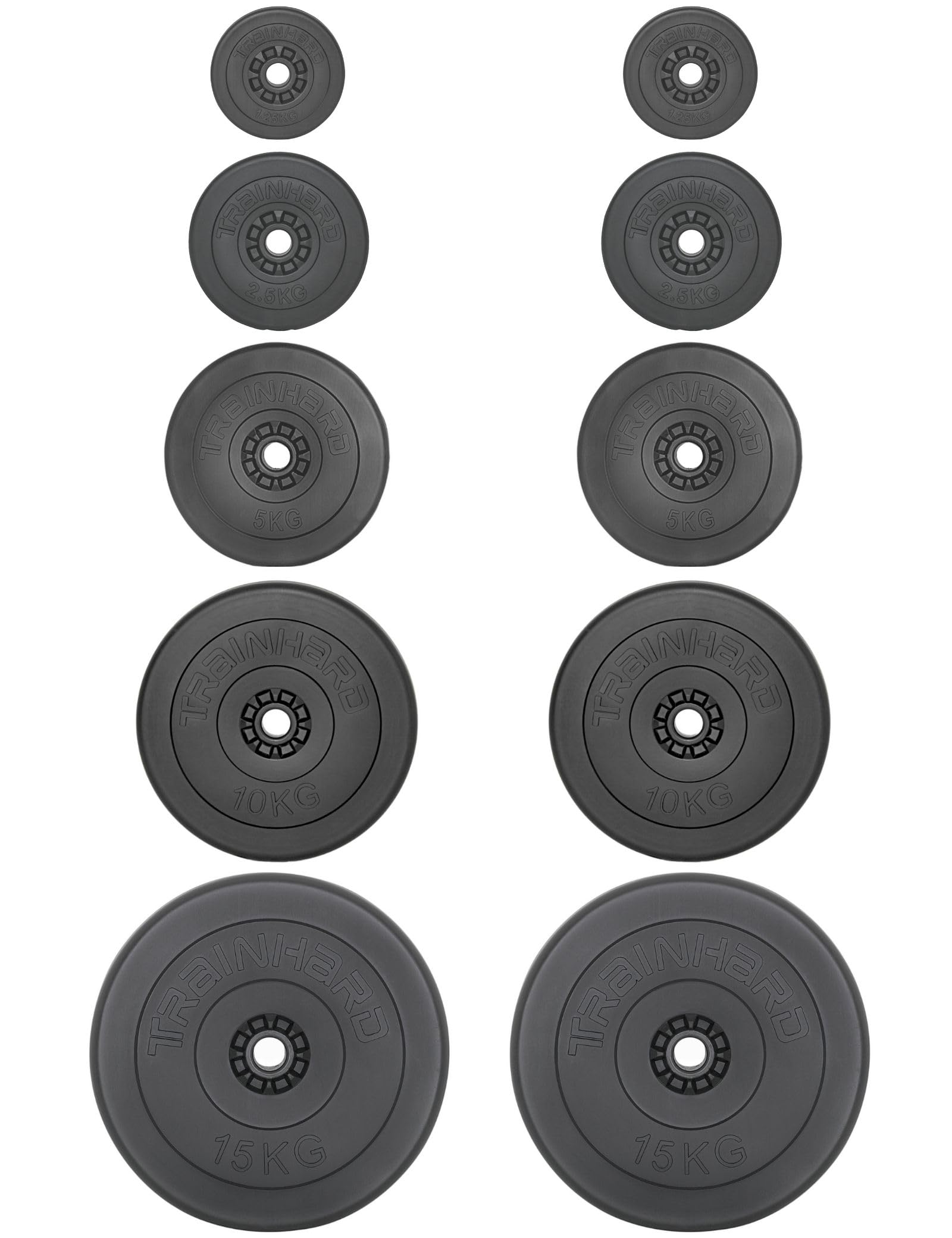 TrainHard® Hantelscheiben 2er Sets hochwertige Kunststoff Zement 30mm Bohrung Gewichte Auswahl: 2x2,5kg / 2x5kg / 2x10kg / 2x15kg