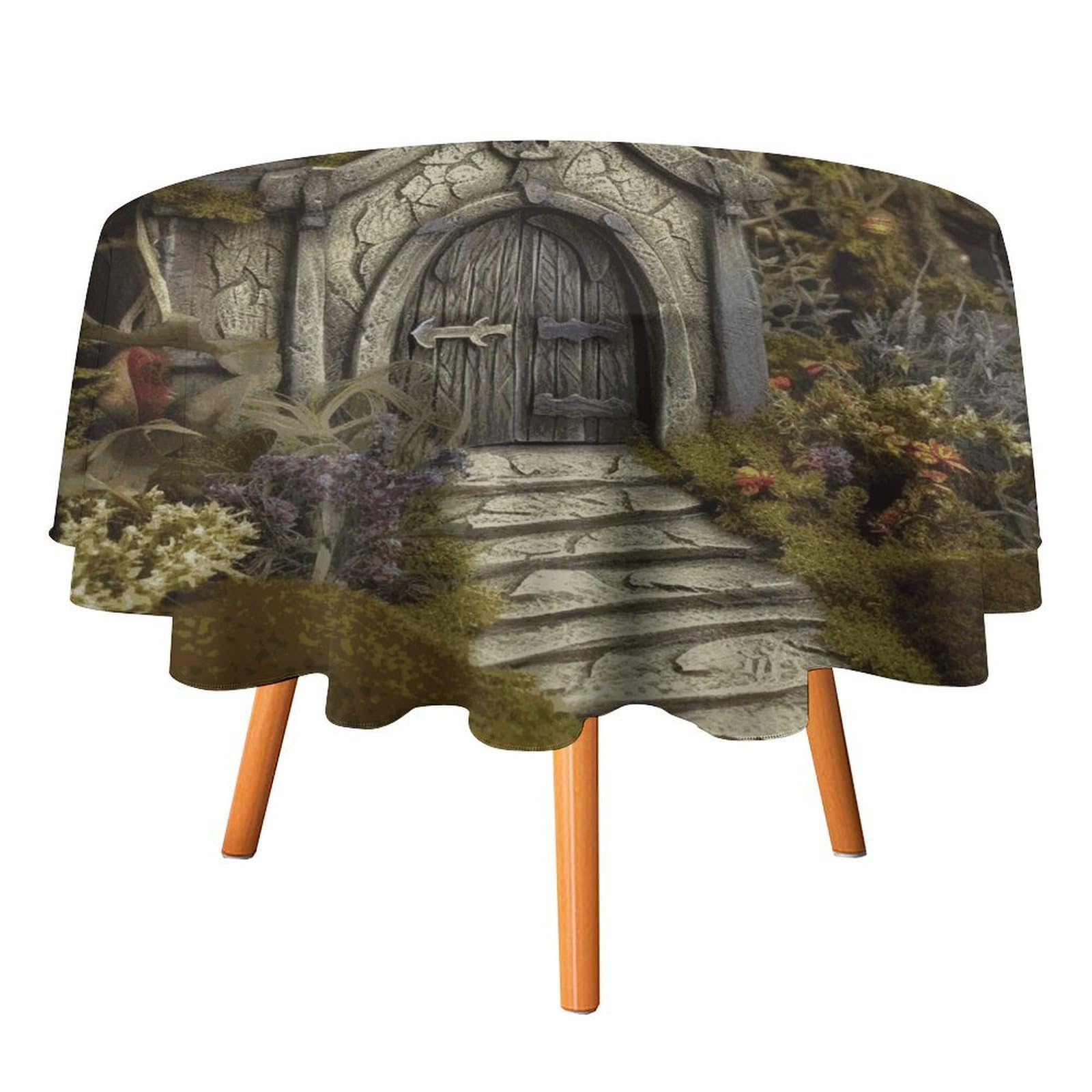 Fekiloot Style Gothic Fairy Garden Round Tablecloth - Heavy Duty And Washable,Polyester Decorative Fabric Table Cover,Tablecloths For Kitchen Dining, Wedding, Birthday Party50x50in