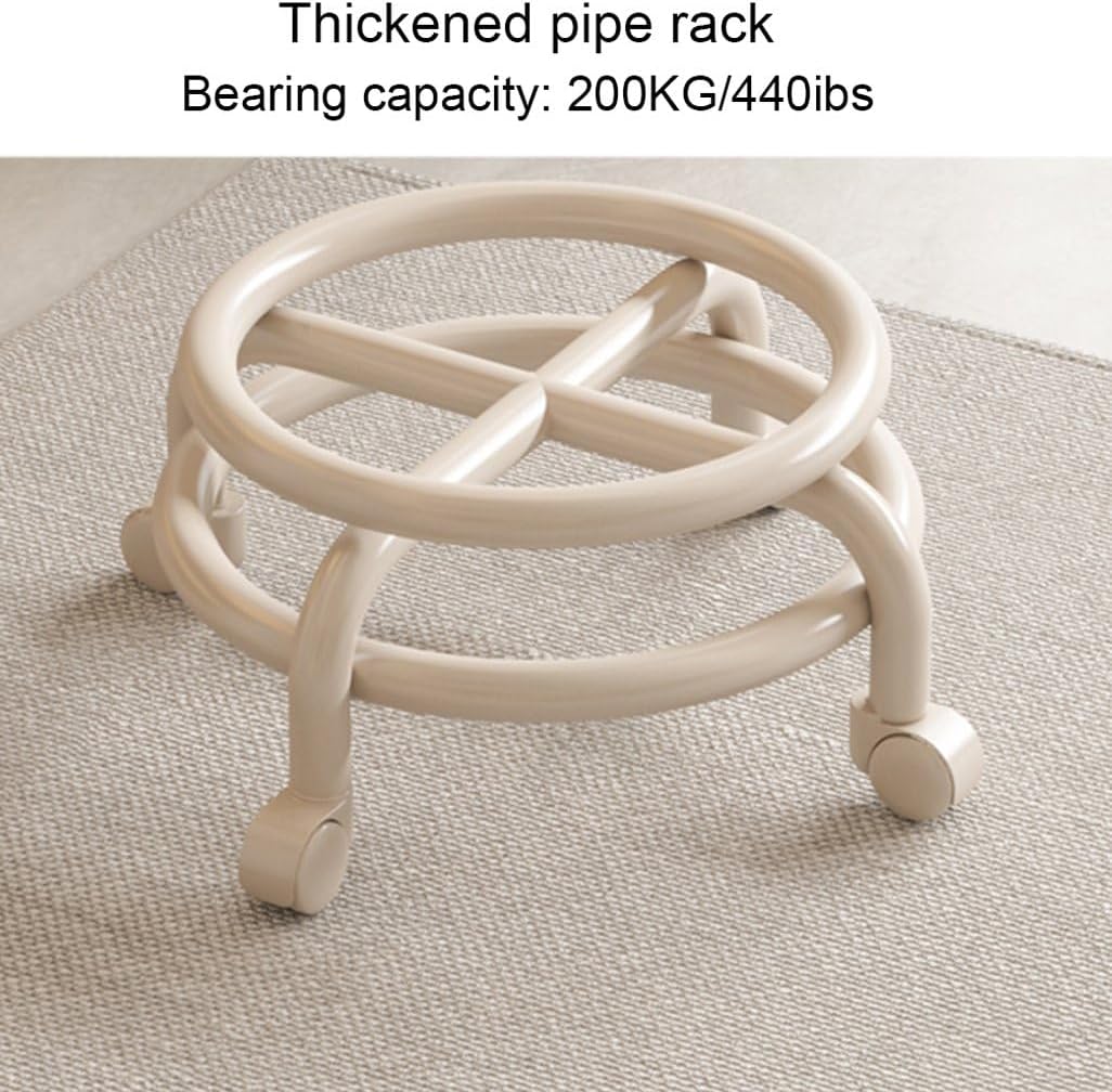 Heavy-Duty Low Roller Stool with 360° Swivel Wheels, Ottoman Footstool, Low-Height Short Rolling Stool Seat, PU Leather Small Mechanic Chair, Rolling Stools for Garage, Shop, Library Orange