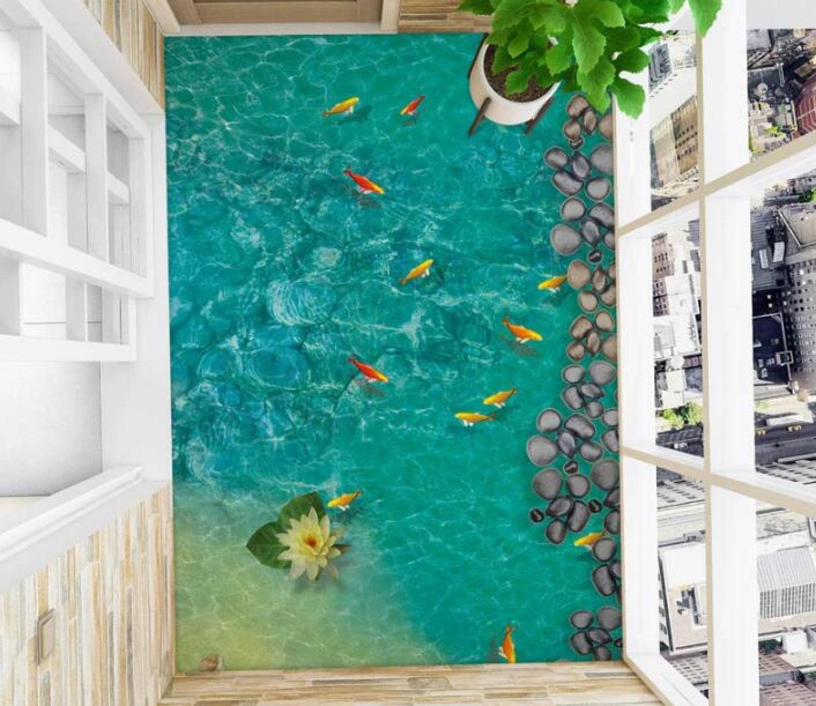 Papier Peint Photo 3D "Nénuphar Calme" – Déco Murale Famille, Style Luna, 2024