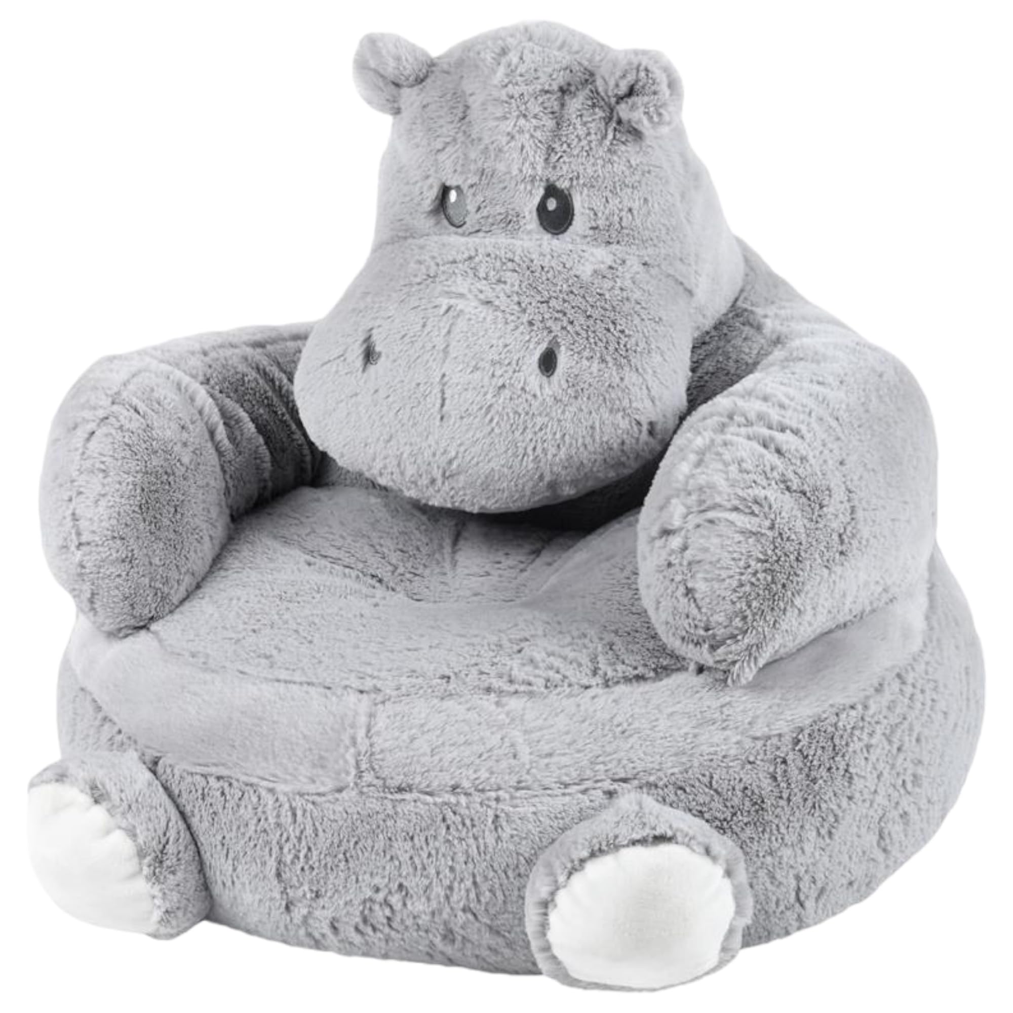 TIENDA EURASIA - Puff Infantil Decorativo | Puff Salon | Diseño Original de Animales | Tacto Terciopelo Suave | Base Acolchada | 45 x 45 cm (Ethan Hippo - 265001)