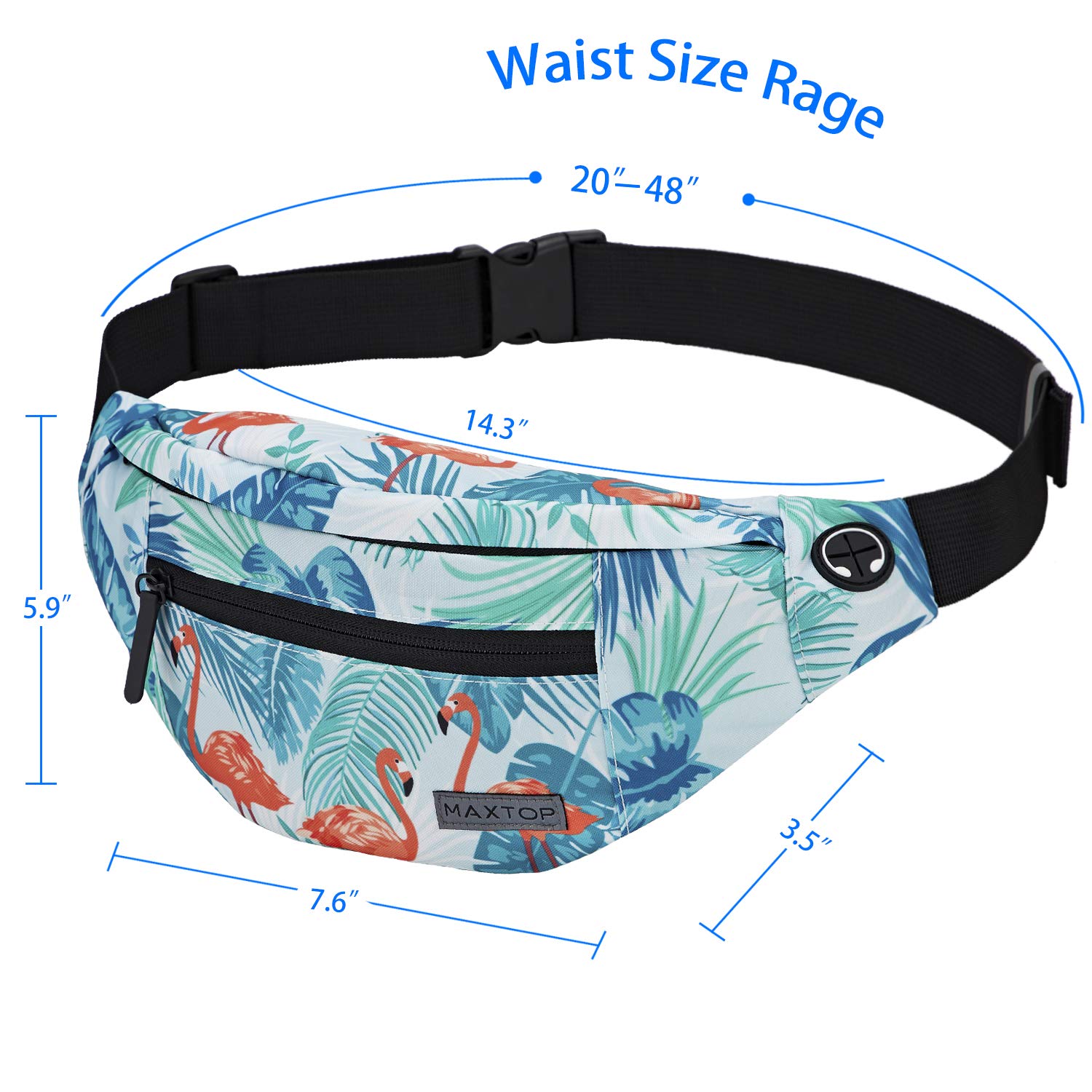 MAXTOP Marsupio grande per donna e uomo, marsupio con attacco per cuffie e 4 tasche con zip, cintura regolabile per ciclismo, corsa, jogging, viaggio, outdoor, allenamento