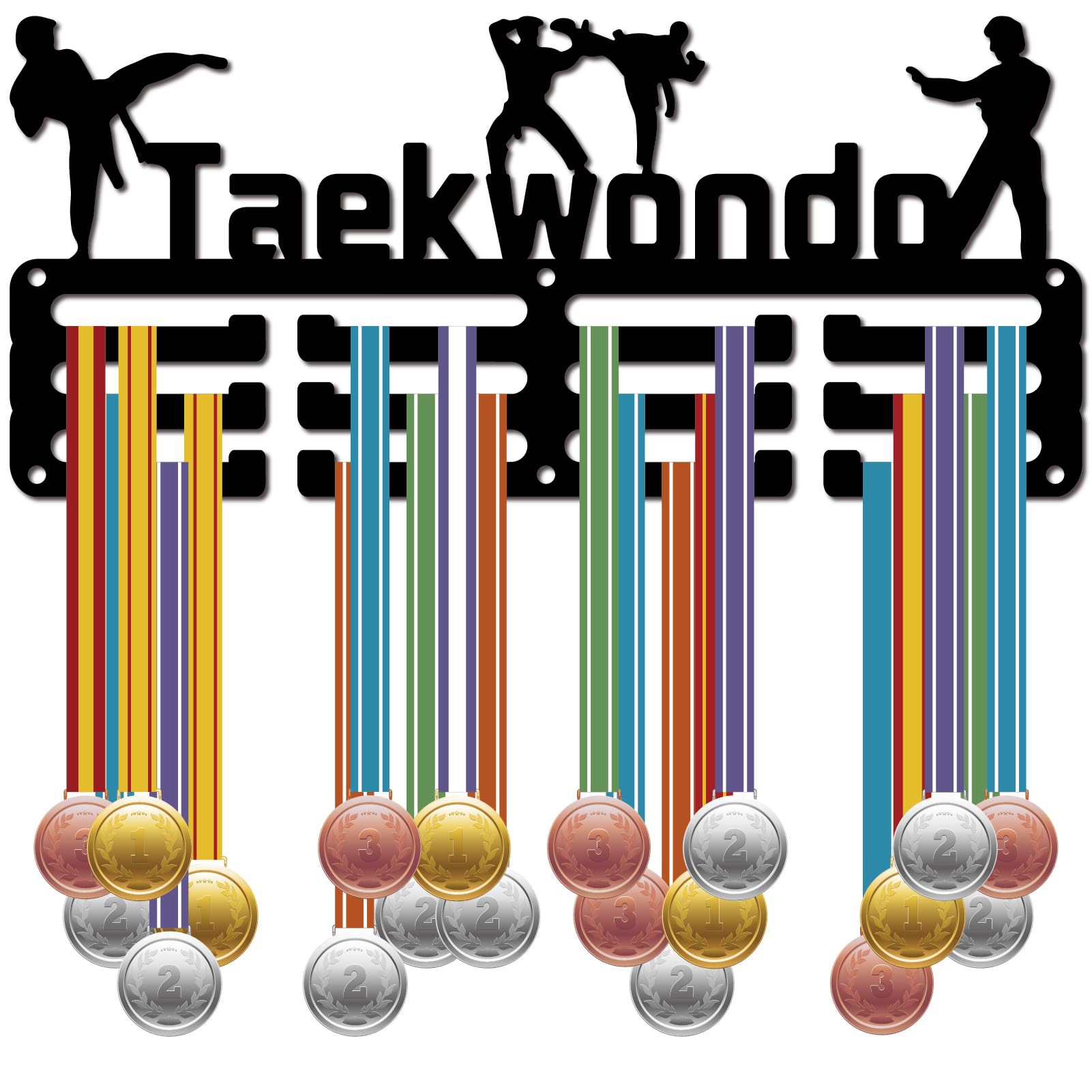 CREATCABIN Ganchos para Colgar Medallas Deportivas, para Taekwondo, para Exhibir Medallas, Competiciones, s, Cordones, Cintas, Pequeño Marco de Hierro para Montar En la Pared para Atletas, Victorias,