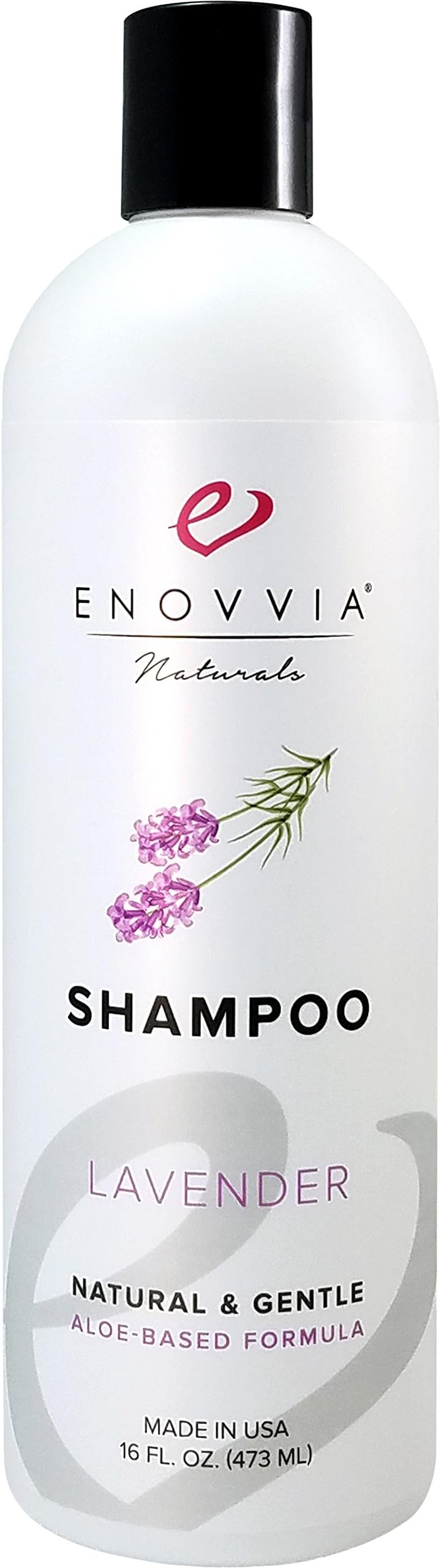Enovvia Sulfate-Free Natural Lavender Shampoo with Argan Oil, Lightly Scented with All-Natural Essential Oil, SLS-Free, 16 Ounces