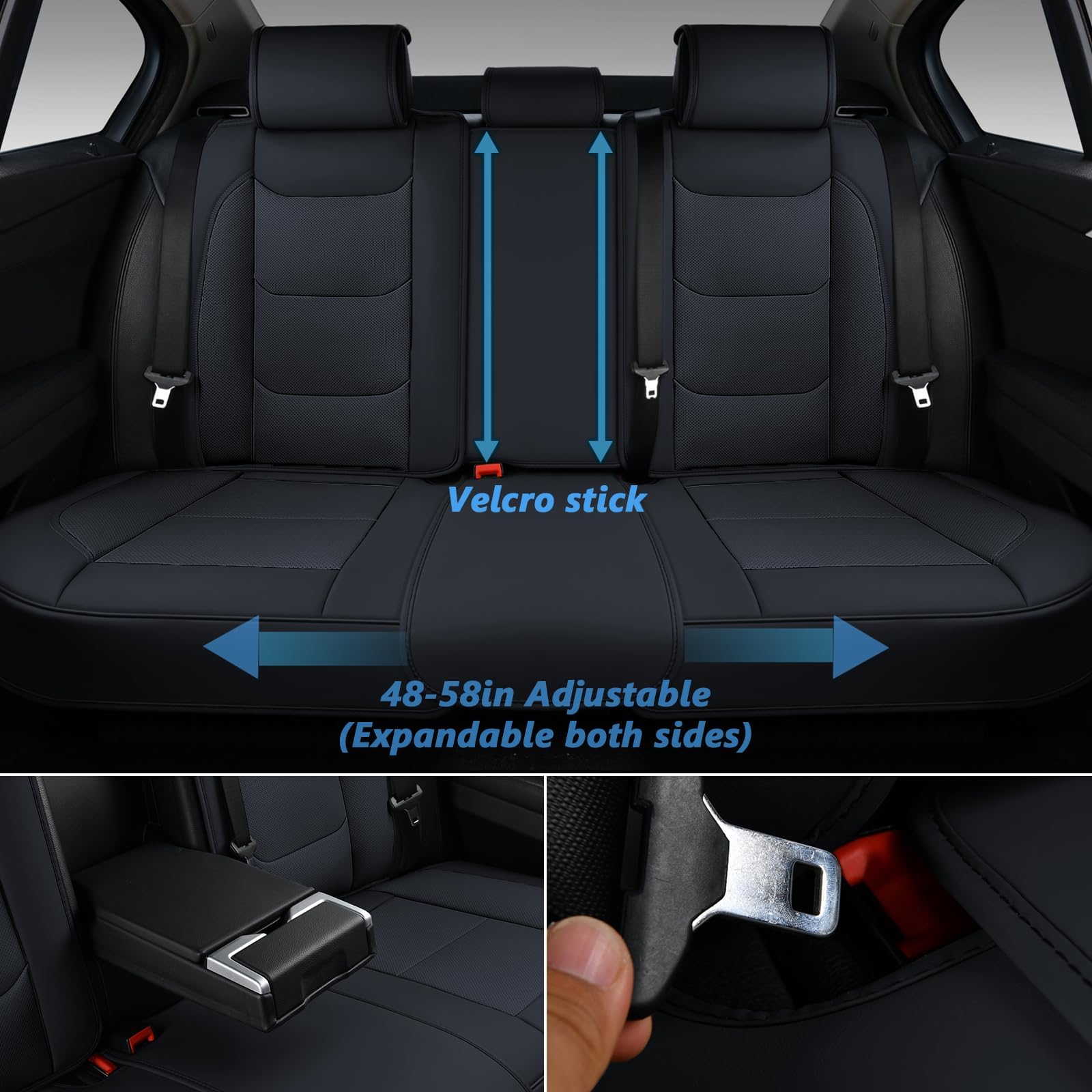Coverado Coprisedili Auto Pelle per 5 Posti, Set Coprisedile Auto Universali Impermeabili on Grani in Rilievo, Completo Copri Sedile Auto Traspiranti per Berlina SUV Pickup Furgone, Nero