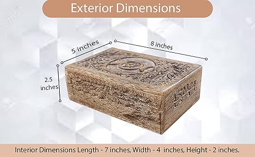 Miniatura 3 de DharmaObjects Triple Moon - Caja de almacenamiento de madera tallada a mano para joyería (luna triple, grande)