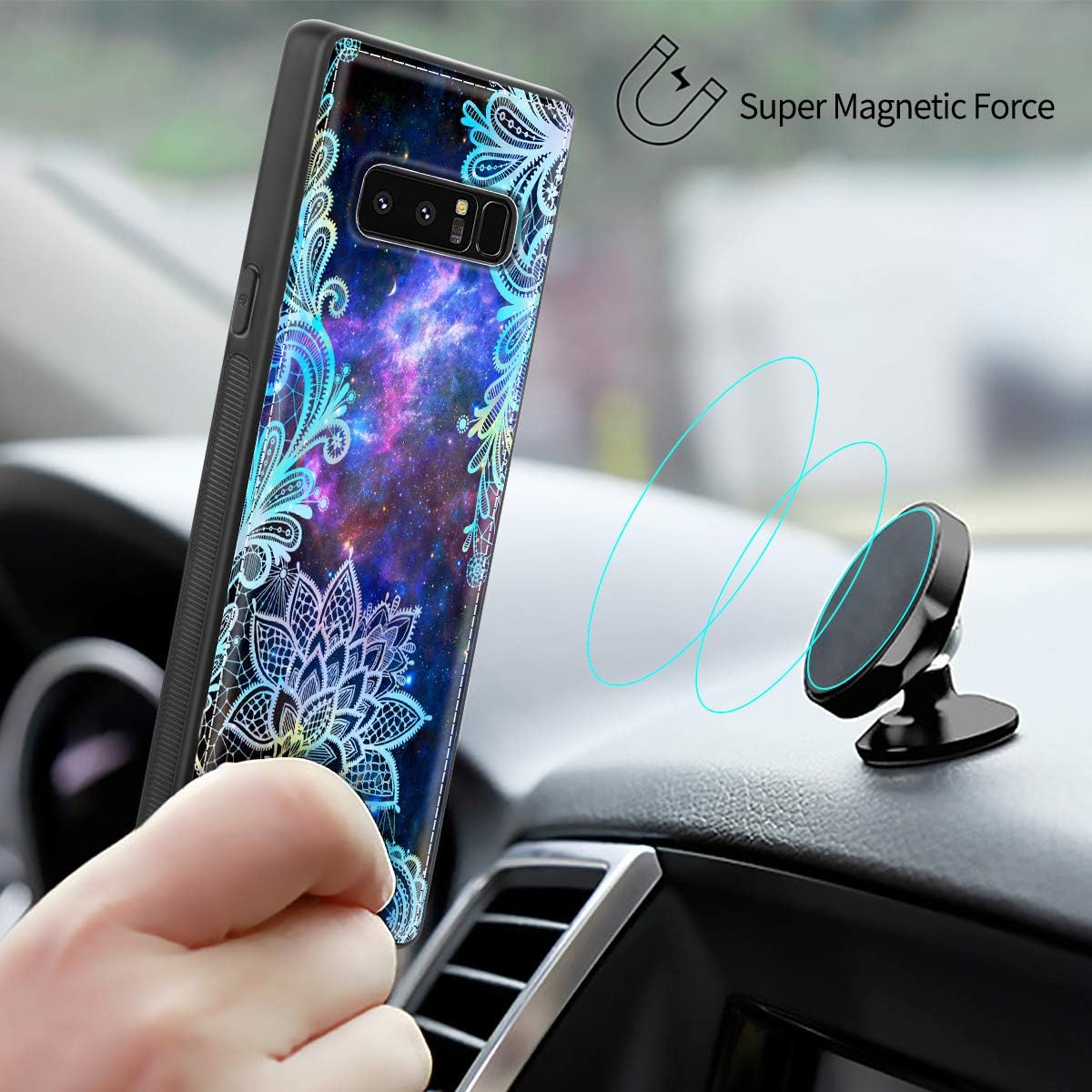 Casetego for Galaxy Note 8 Case,Detachable Magnetic Wallet Case PU Leather Full Body Protective Case with Credit Card Holders, Wrist Strap for Samsung Galaxy Note 8,Blue Mandala